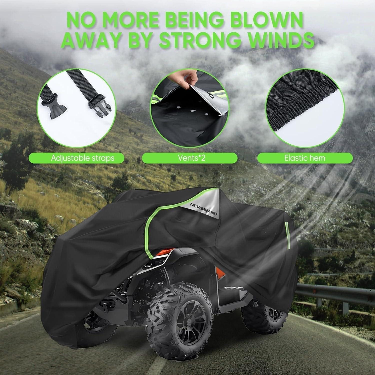 LuxusKollektion Schutzplane Quad Abdeckplane ATV Winterfest Grün Schwarz XXXL 256 x 110 x 120cm