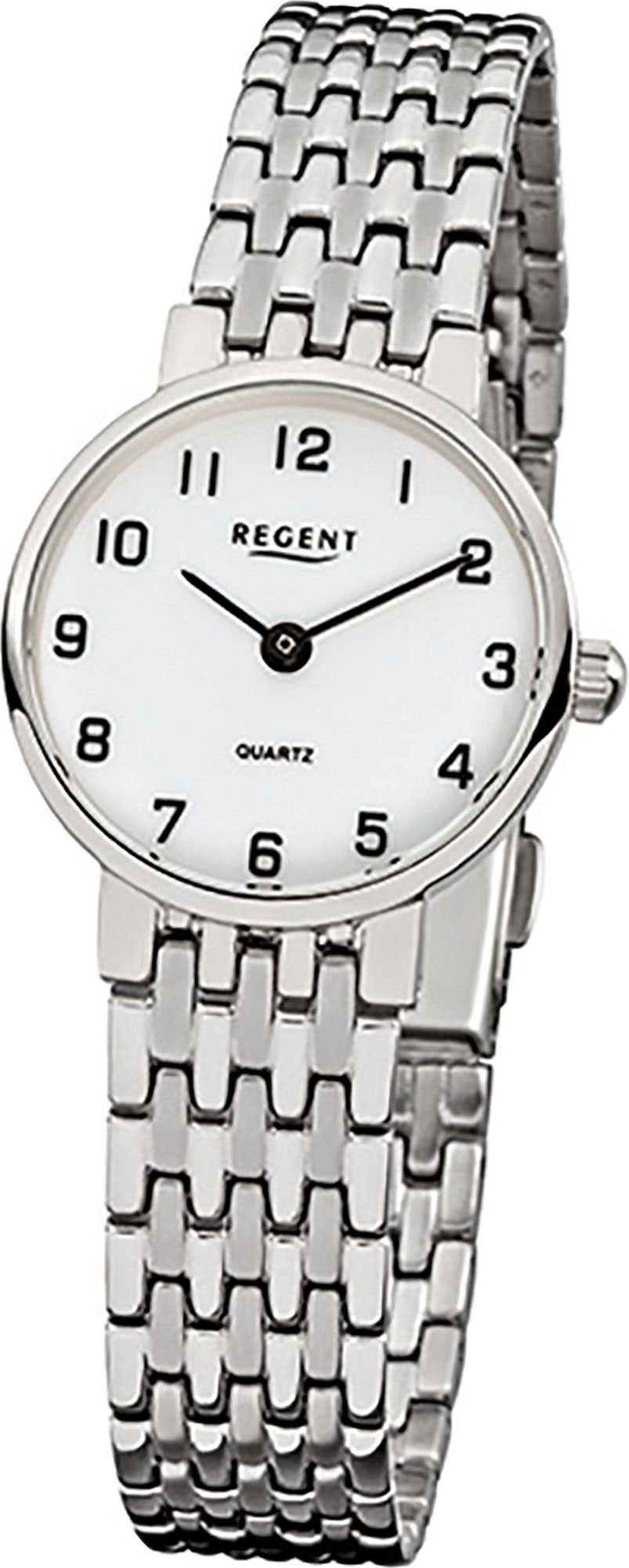 rund, Regent (ca. silber Armbanduhr Damen Edelstahlarmband Quarzuhr 24mm), Regent Damen-Armbanduhr Analog klein F-609,