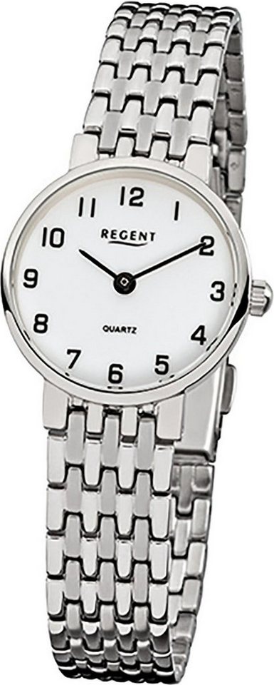 Regent Quarzuhr Regent Damen-Armbanduhr silber Analog F-609, Damen  Armbanduhr rund, klein (ca. 24mm), Edelstahlarmband
