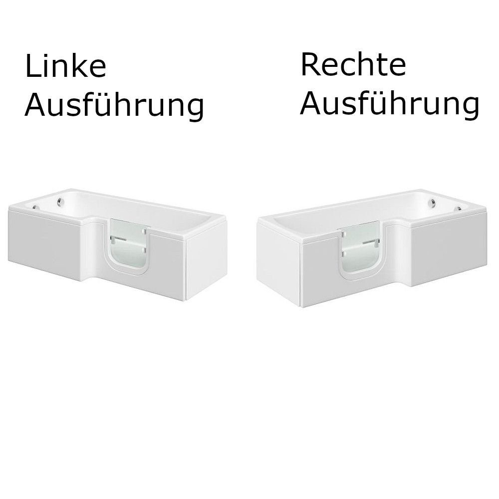 Dusche-24 Badewanne Badewanne mit Tür 170x85 cm HOSOLARNA inkl. Duschaufsatz und Schürze