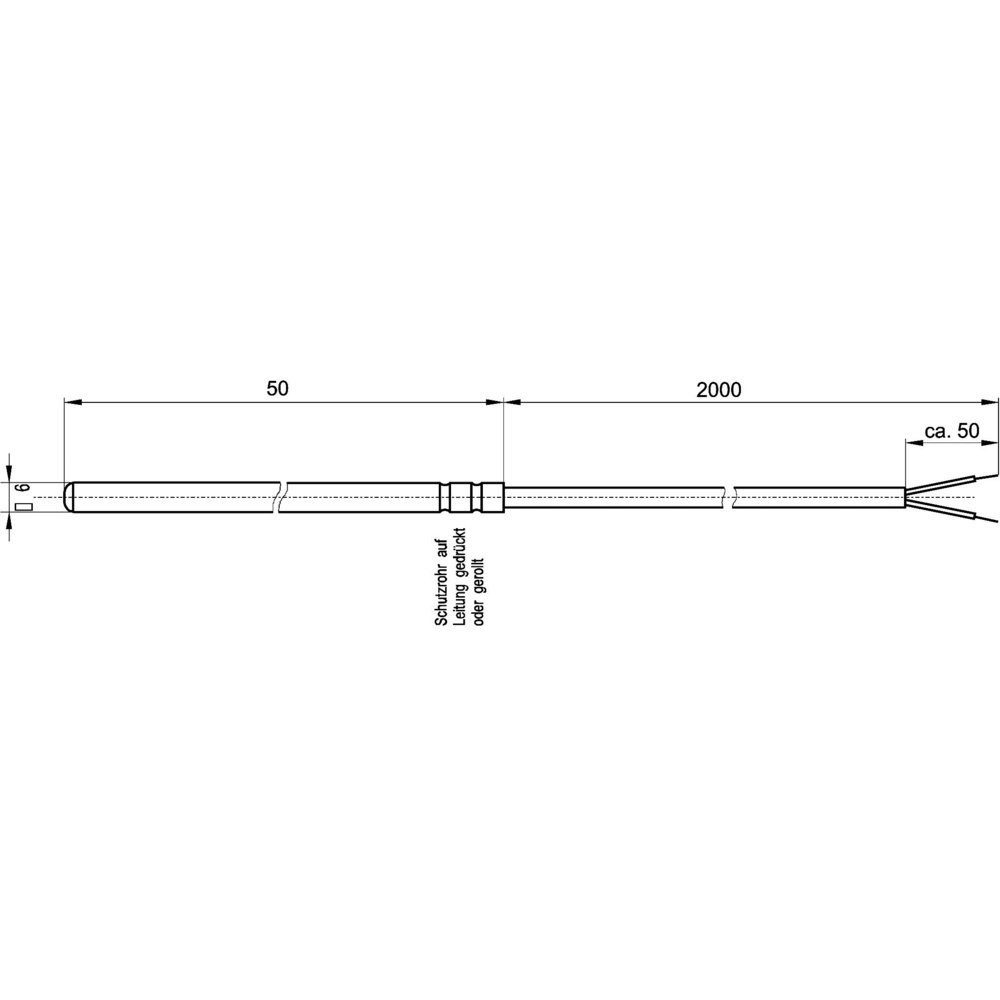 Enda voelkner K1-PT100-S-6x50-2M-2L Sensor Pt100 Temperatursensor (K1-PT100-S-6x50-2M-2L) Messbere, selection Fühler-Typ