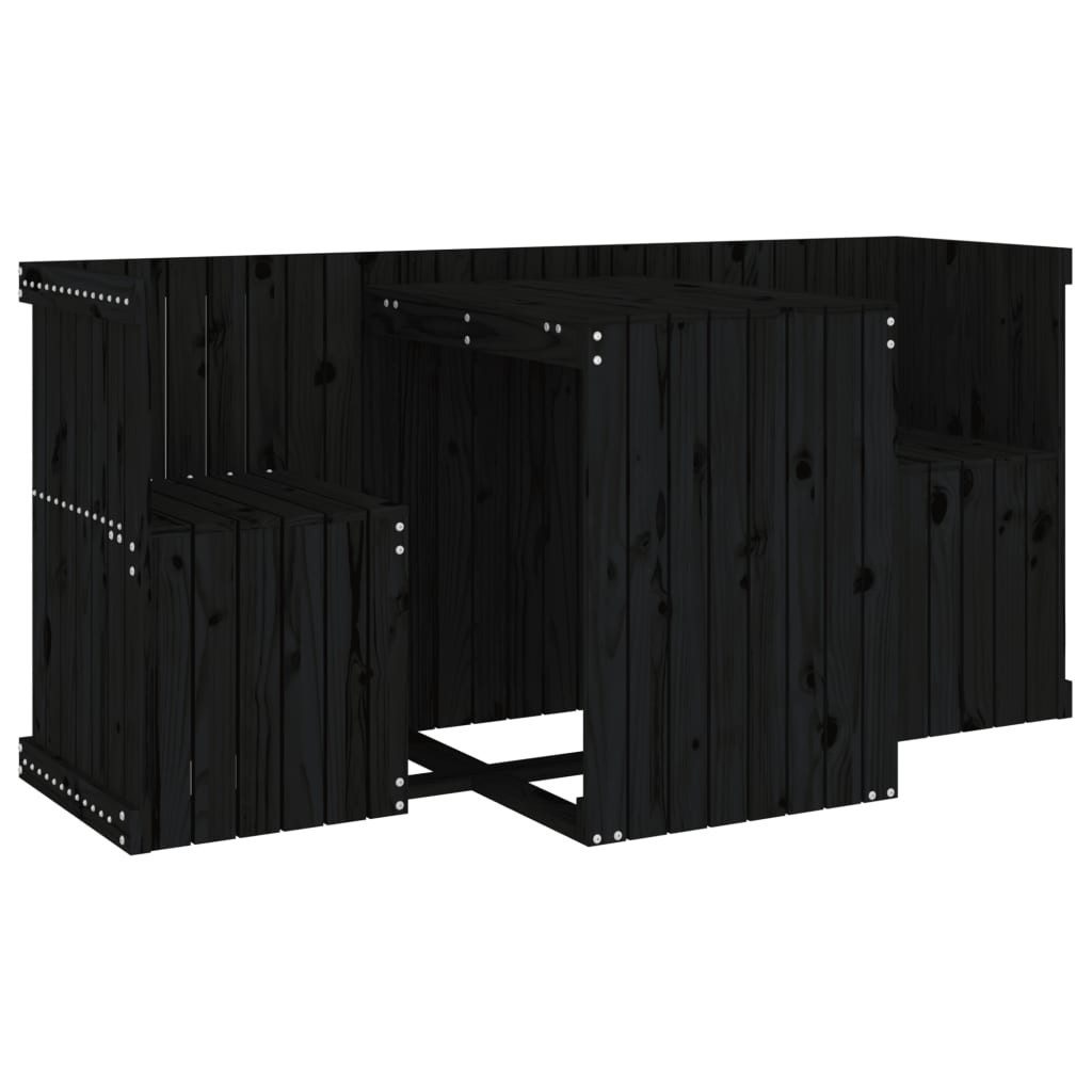 vidaXL Gartenlounge-Set Balkonmöbel-Set 2-Sitzer Schwarz Massivholz Kiefer, (1-tlg)