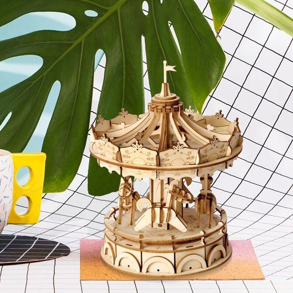 ROLIFE 3D-Puzzle Rolife Karussell Holzbausatz TG404, 3D Selberbauen Modell Puzzleteile, Holzpuzzle 178 zum