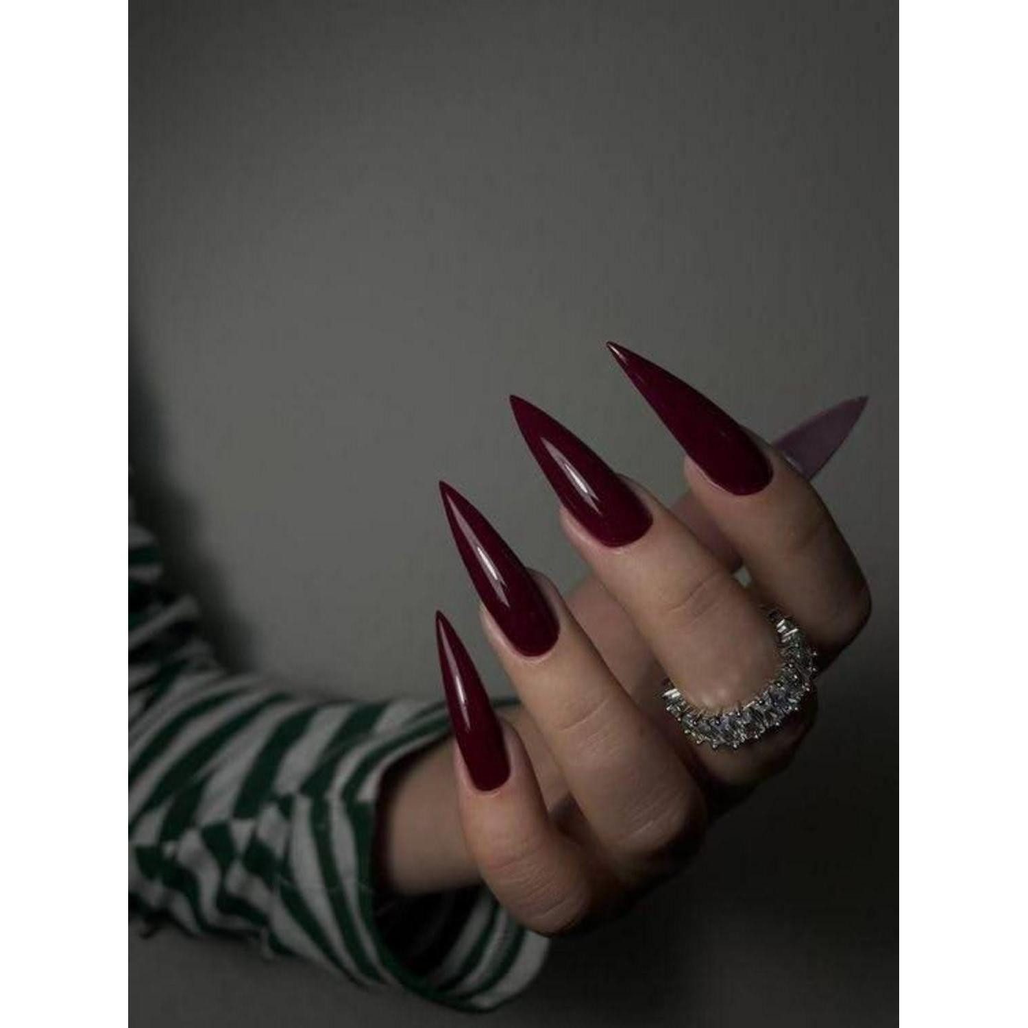 LuxusKollektion Kunstfingernägel Künstliche Fingernägel Stiletto rot Nagelkleber Halloween AHA2