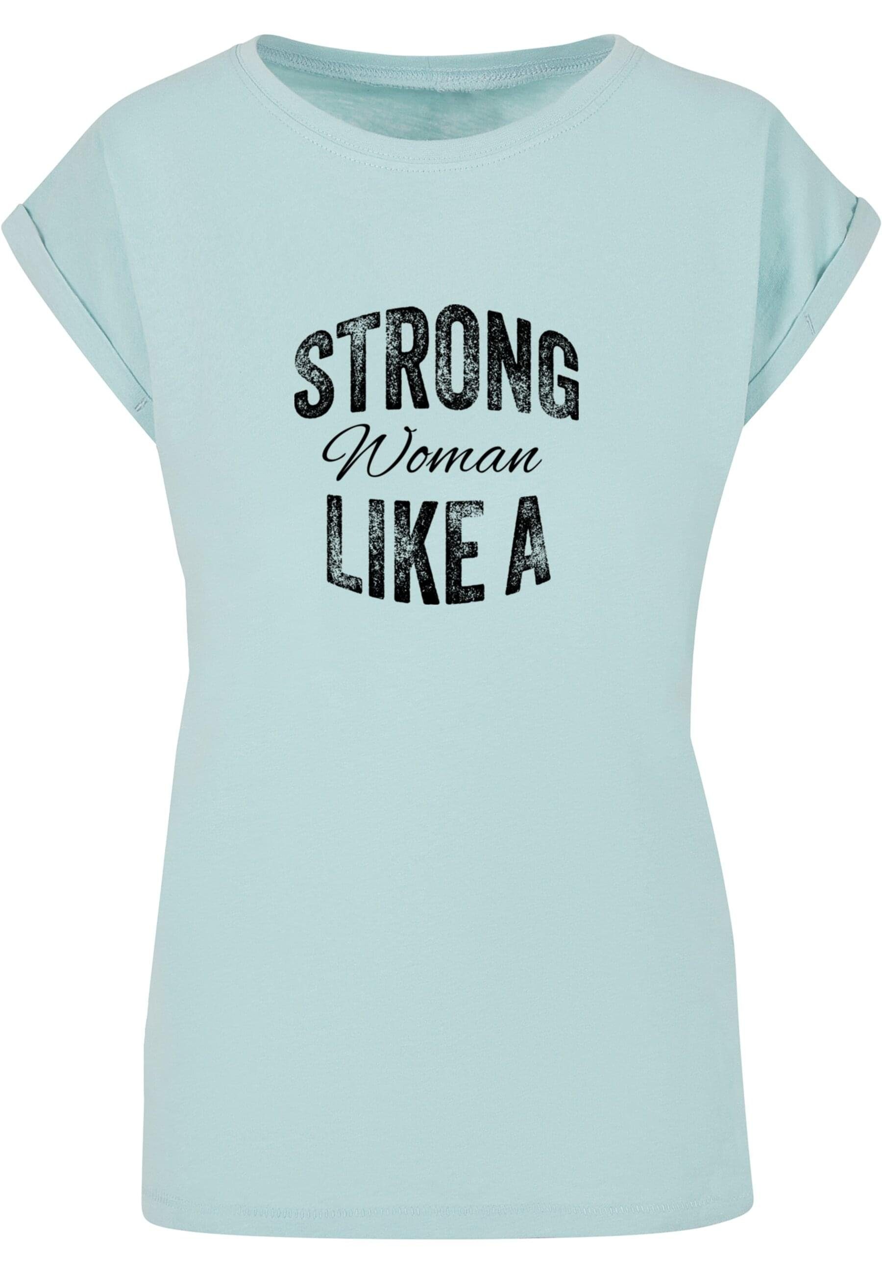 Woman Ladies Strong Shoulder Merchcode Tee - Damen Like Extended T-Shirt A WD (1-tlg)