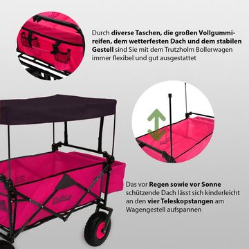 TRUTZHOLM Bollerwagen Bollerwagen faltbar mit Vollgummi-Rädern, Hecktasche und Teleskopgriff