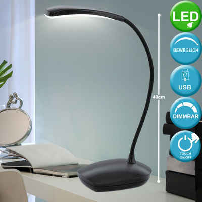 EGLO LED Tischleuchte, LED-Leuchtmittel fest verbaut, Neutralweiß, LED Tisch Leuchte Lese Lampe flexibel Beleuchtung Touch Dimmer USB