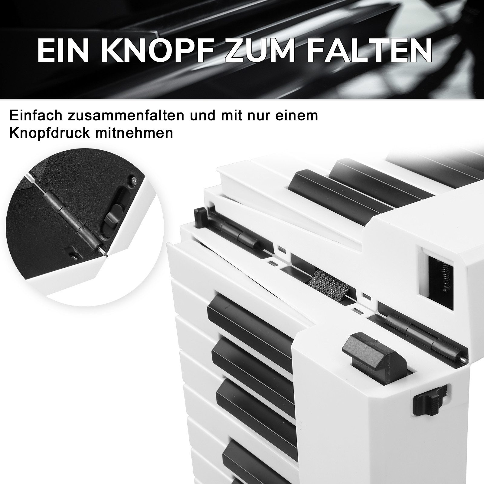LALAHO Digitalpiano Klappbare E-Keyboard mit 88 Tasten, Klappklavier, Bluetooth und MIDI, tragbar, mit Kopfhörer, Lautsprecher