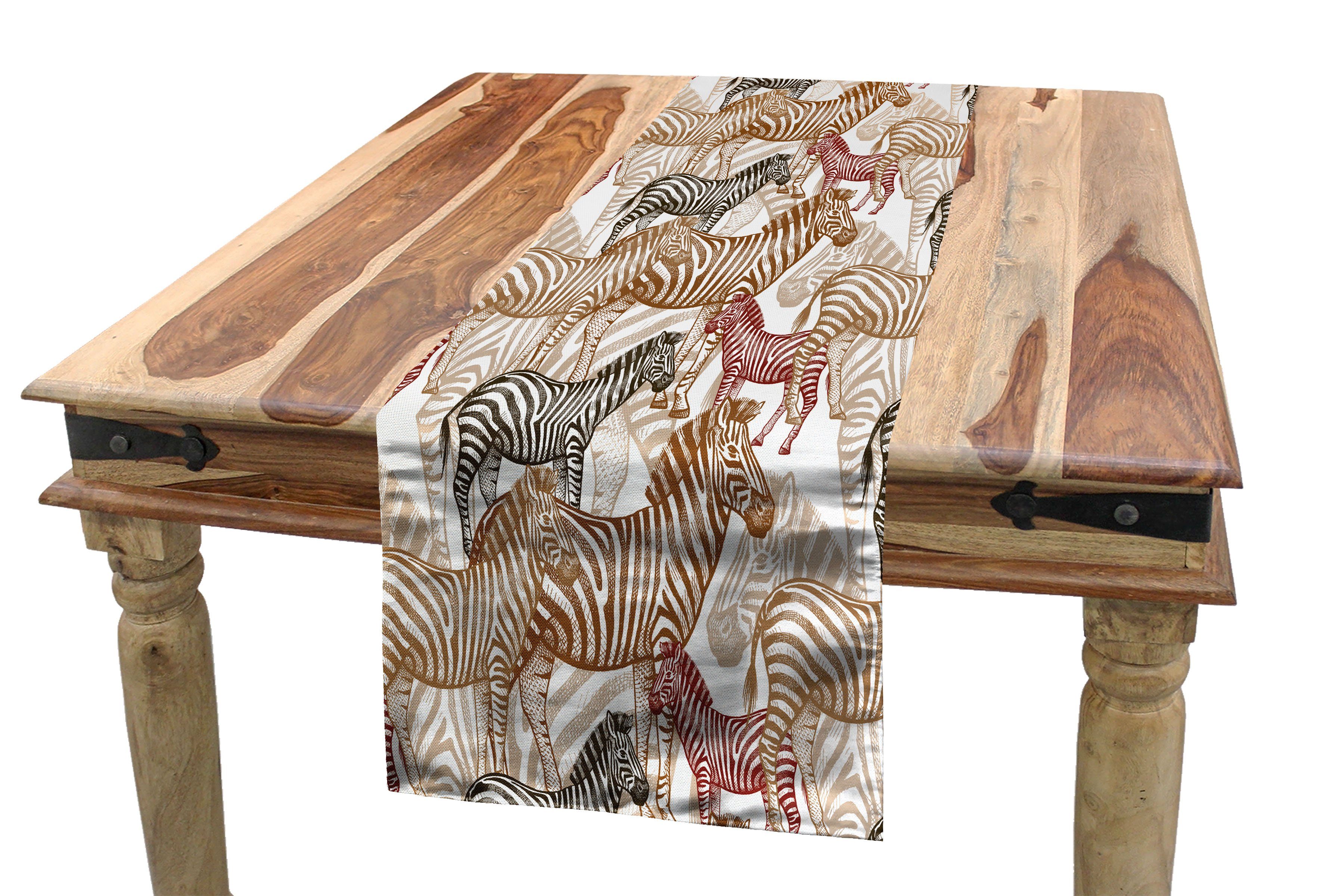 Abakuhaus Tischläufer Esszimmer Küche Dekorativer Tischläufer, Rechteckiger Camo Zebra