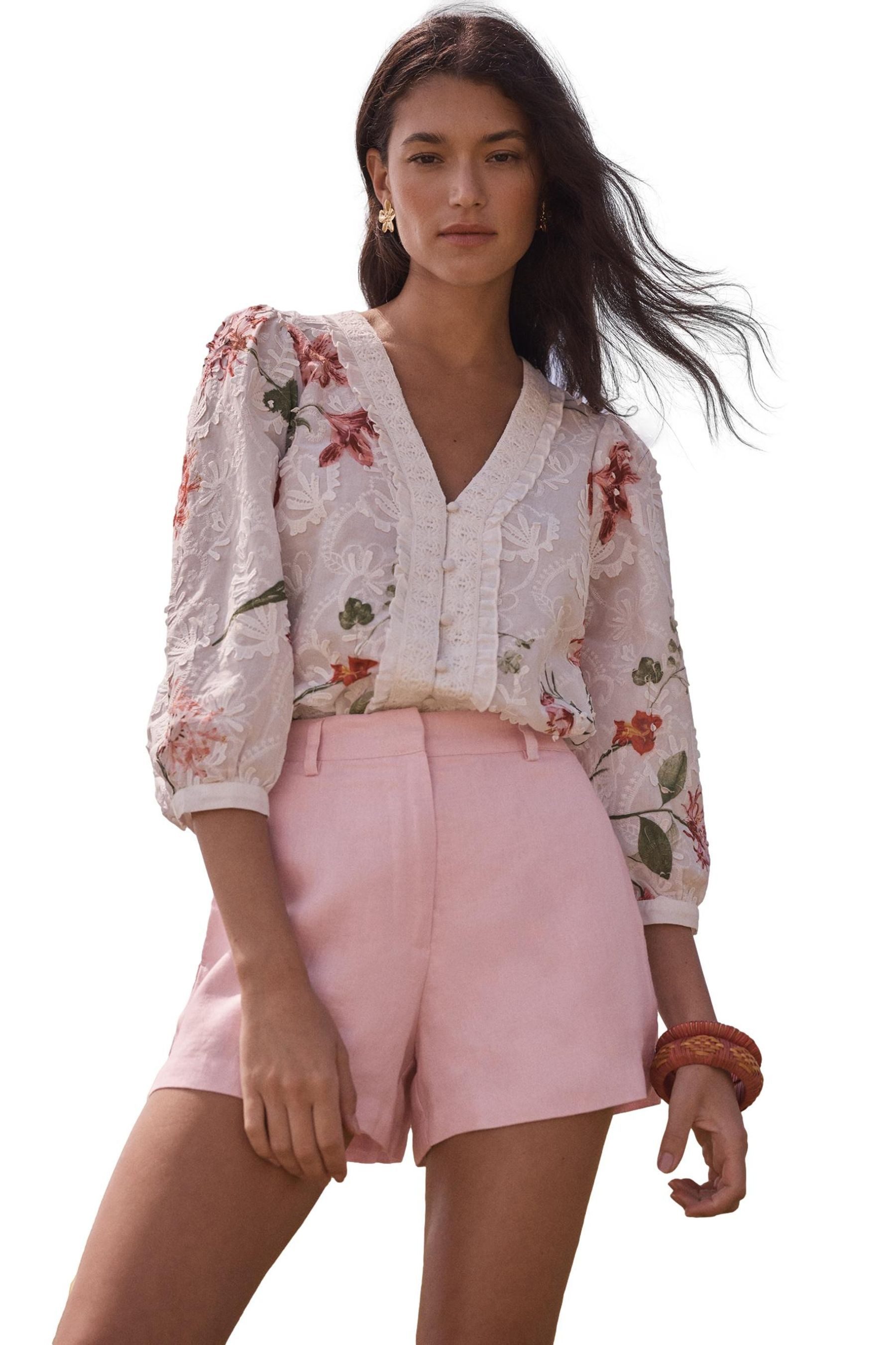 Druckbluse Love & Roses Bluse mit 3D-Blumenprint, Regular