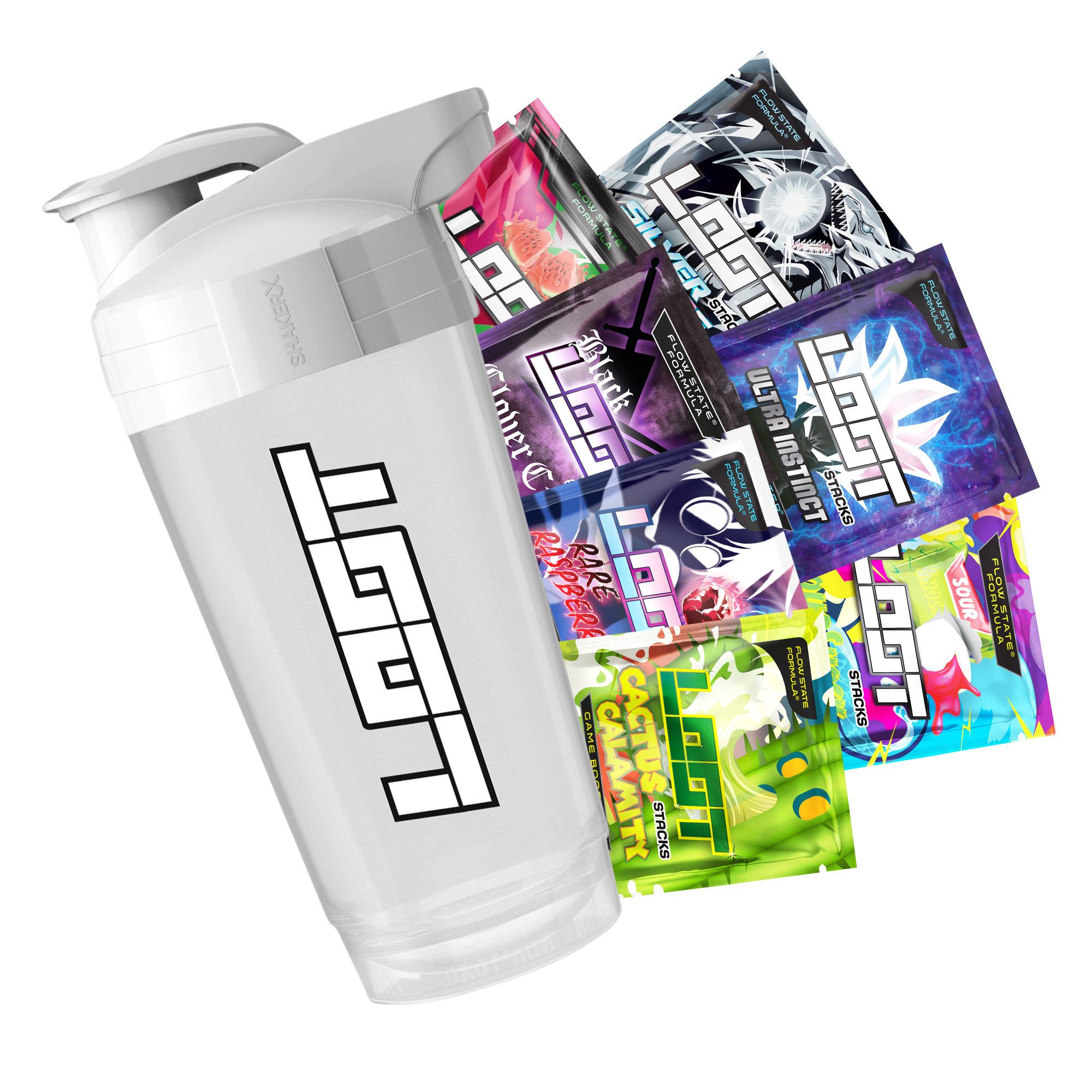 LOOT LOOT® Shaker mit 7 Game Booster Stacks mit Koffein Taurin Energy Drink Pulver, 56 g