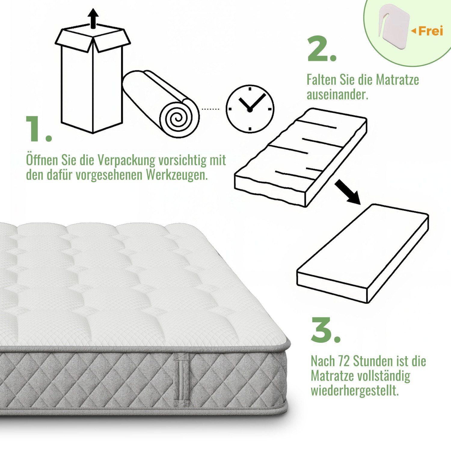 Boxspringmatratze Orthopädische Kaltschaummatratze, ANYSUN, 21 cm hoch, (Mattress mit 7-Zonen-Taschenfederkern, Härtegrad H3 (mittelfest), 20 cm Höhe,Bambuskohle-Schaumstoff, Kaltschaummatratze