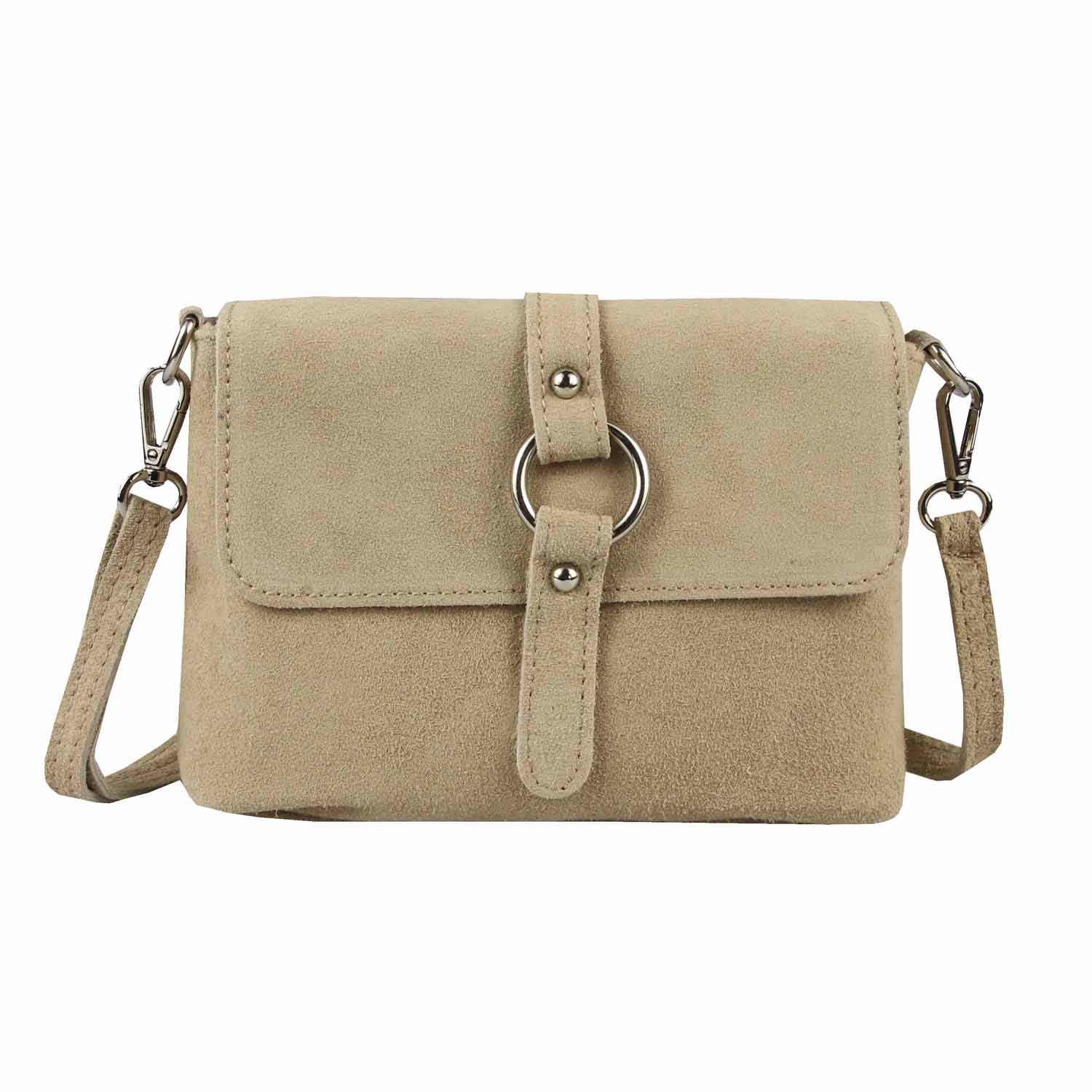 ITALYSHOP24 Schultertasche Made in Italy Damen Leder Tasche Umhängetasche Handtasche CrossOver, Schultertasche CrossBody Wildleder Abendtasche Echtleder Messenger