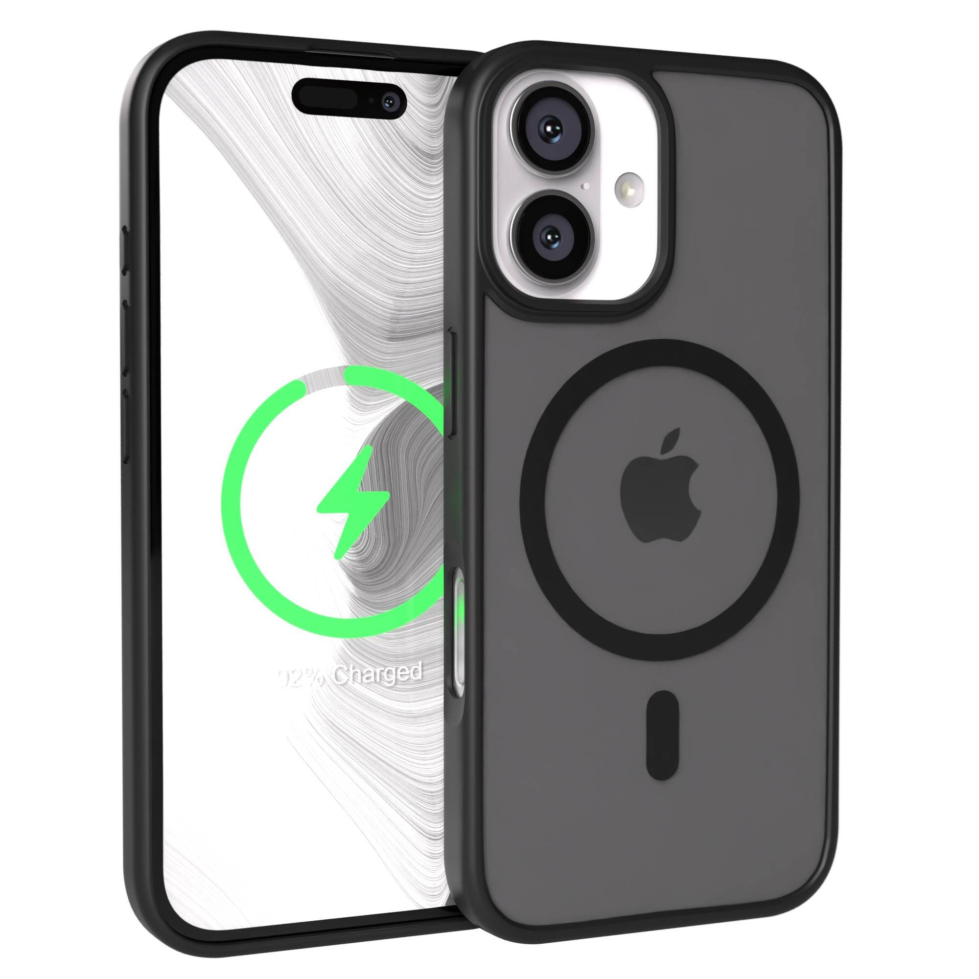 EAZY CASE Handyhülle Outdoor Case MagSafe für Apple iPhone 16 6,1 Zoll, Outdoor Handy Hülle Slim Cover Silicon Case Bumper Outdoorcase Schwarz