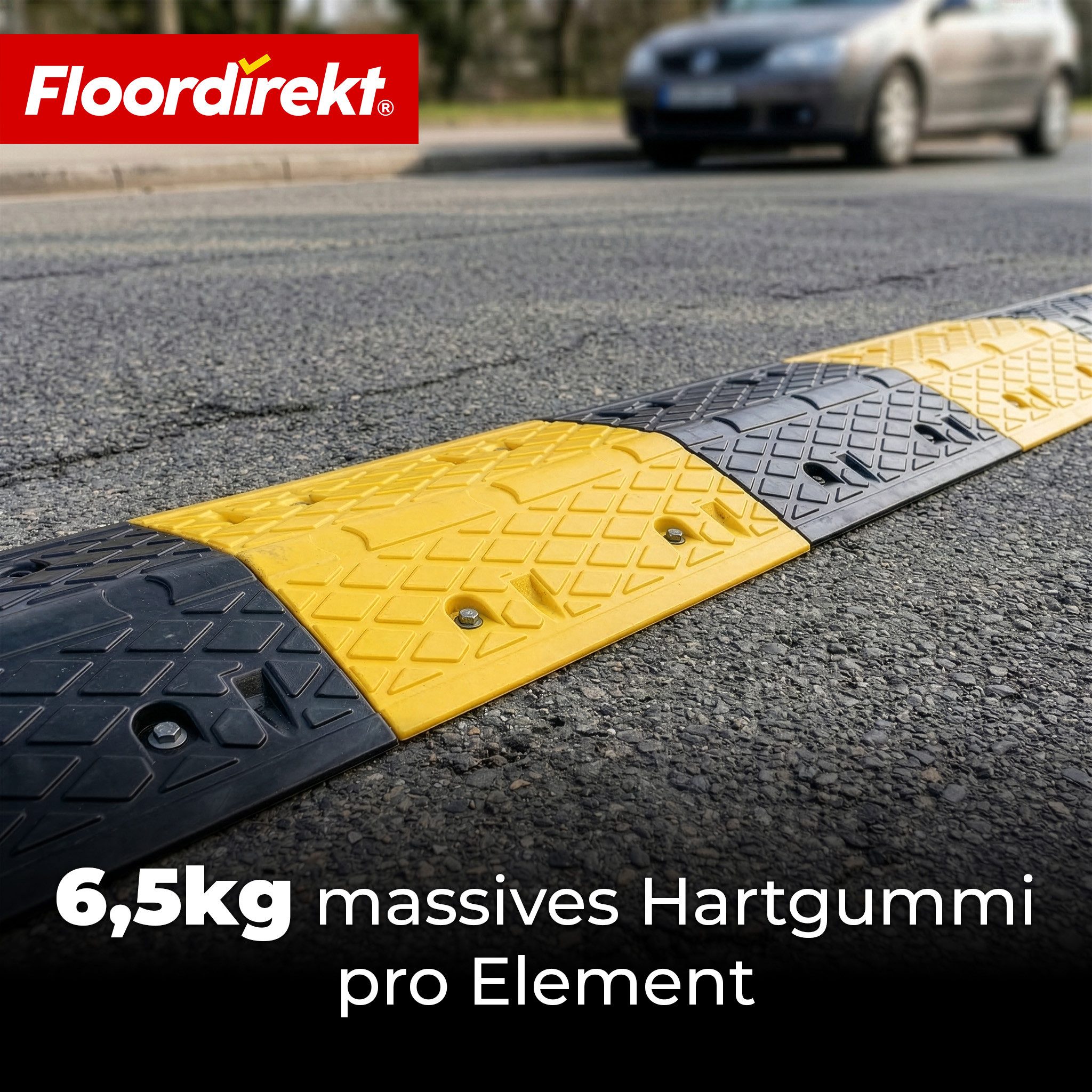 Floordirekt Parkschwelle Vento, Bodenschwelle 2-teilig, Fahrbahnschwelle aus Gummi 50x35 cm, (1-St), bis 30 Tonnen – Bremsschwelle Parkplatz Einfahrt rutschhemmend