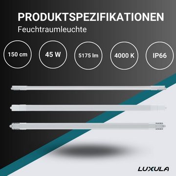 LUXULA LED Unterbauleuchte LED Feuchtraumleuchte, 150 cm, 45 W, 5175 lm, neutralweiß, IP66, LED fest integriert, neutralweiß