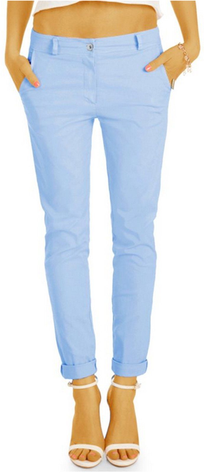 be styled Chinohose Slim Fit Chino Stoffhose - Bequemer Stretch Fit - Damen - h19a in Unifarben, mit Stretch-Anteil, mit Gürtel