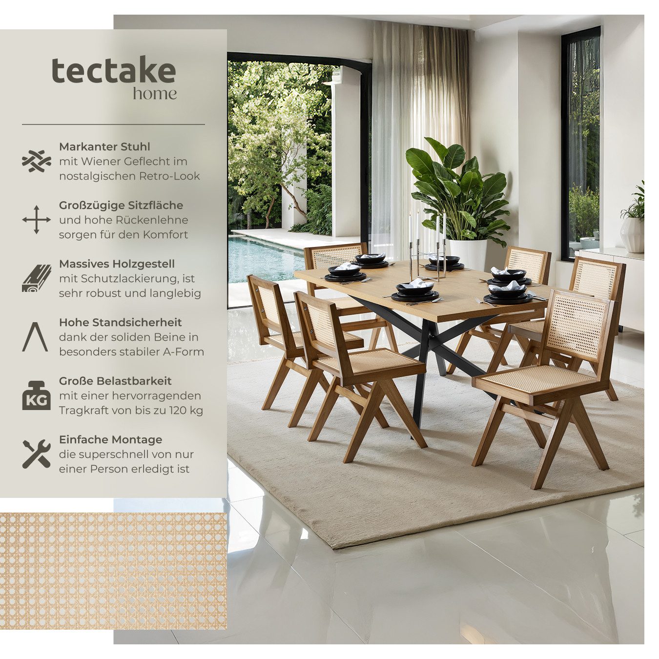tectake Esszimmerstuhl Holzstuhl (Set., 6 St), günstig online kaufen