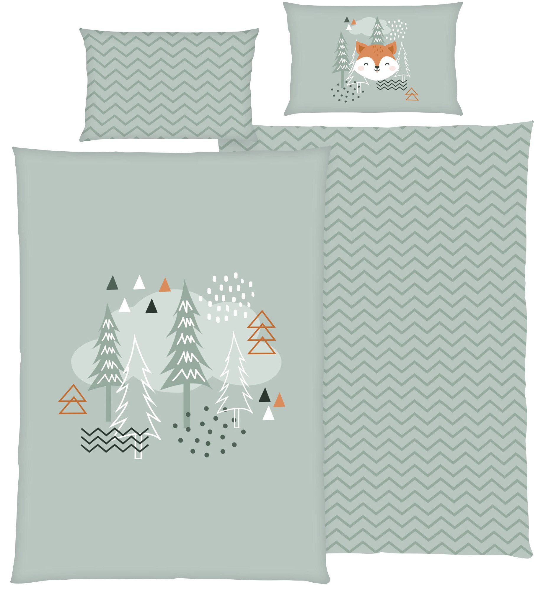 Baby Best Renforcé Wende-Bettwäsche Nordic Forest 40x60 / 100x135 cm