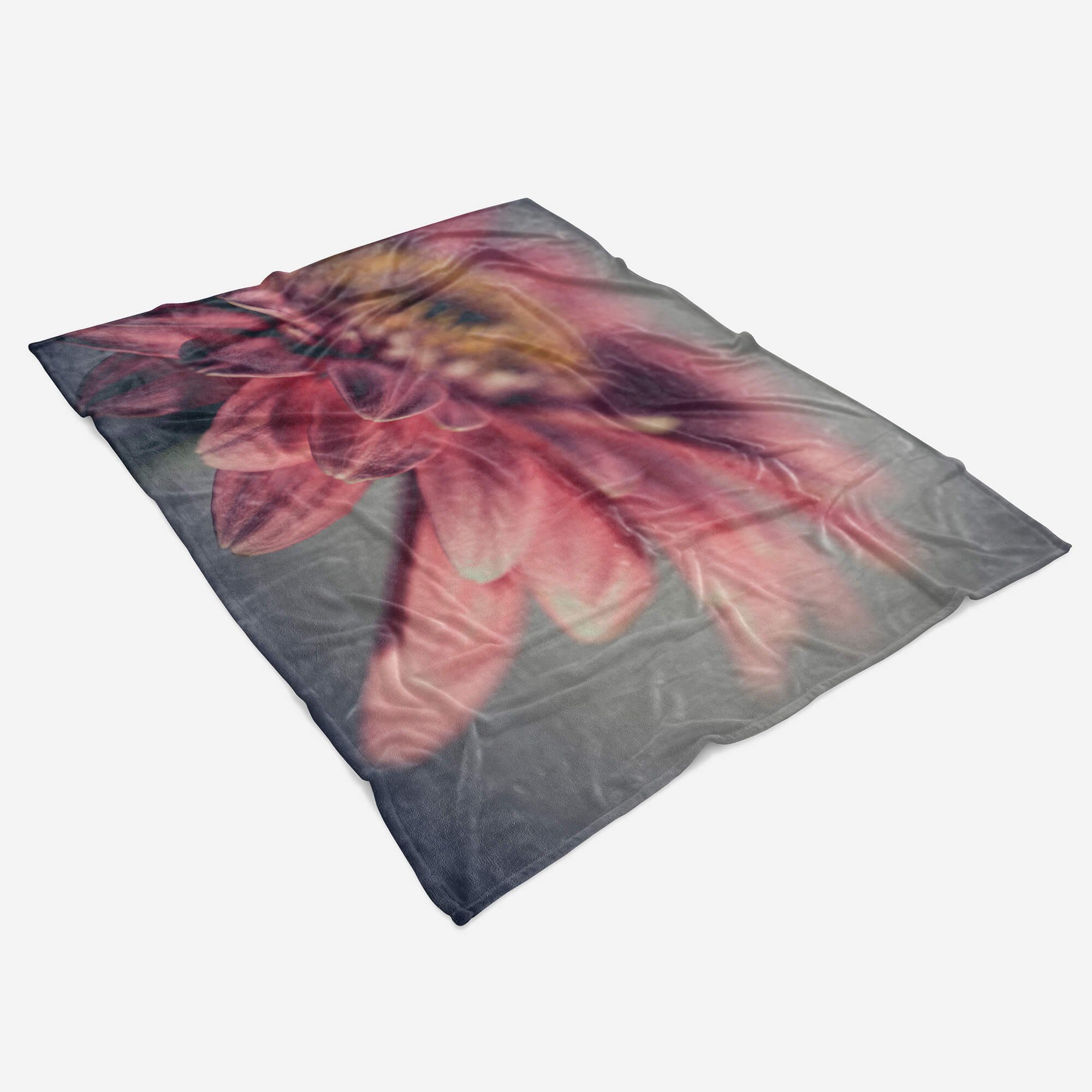Strandhandtuch Saunatuch Fotomotiv (1-St), Kuscheldecke Blume Blüt, Art Handtuch mit Handtuch Baumwolle-Polyester-Mix Sinus Handtücher Zinnien