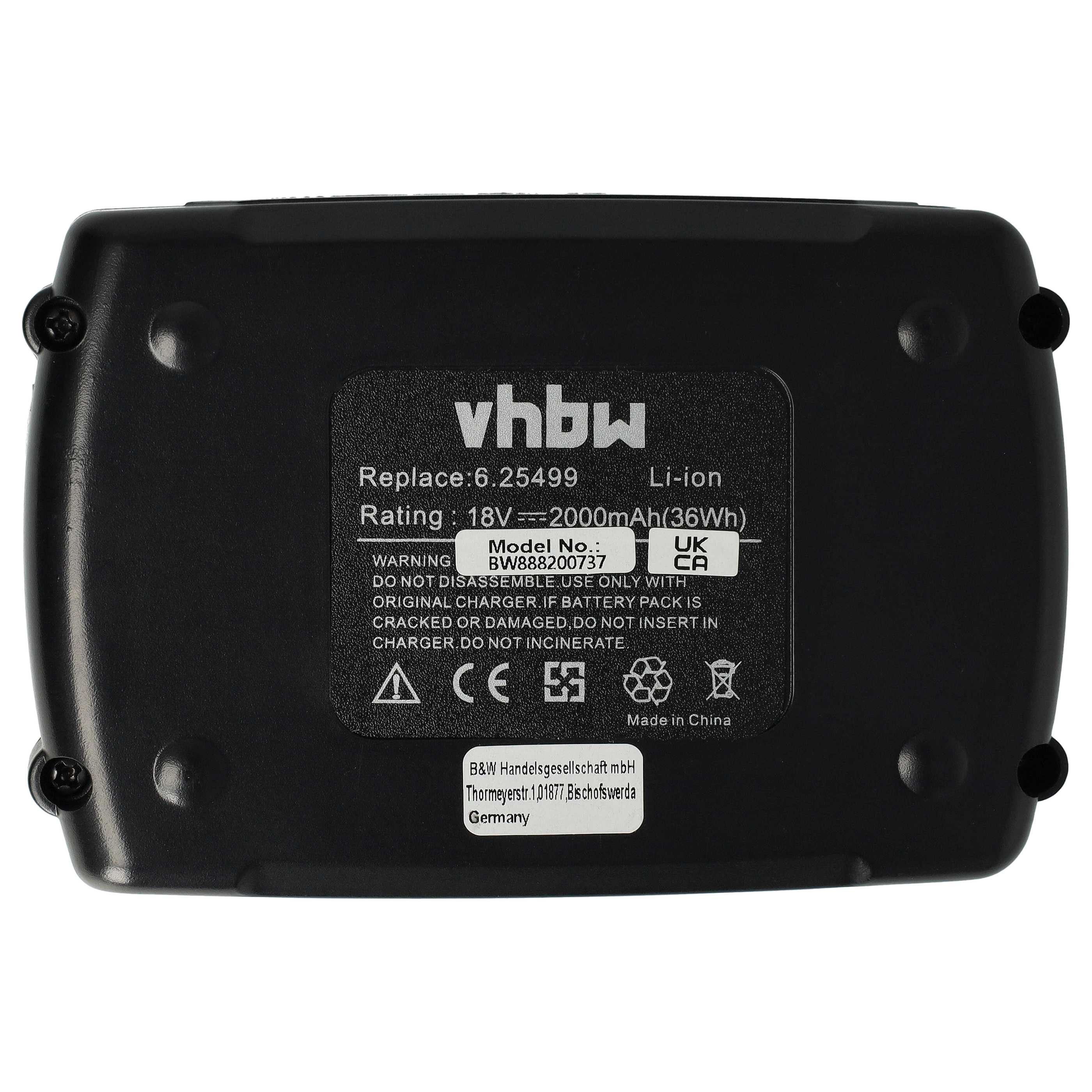vhbw Akku passend für Birchmeier BM 1035 AC1, BM 1035 AC2, AS 1200 AC2, AS Akku Akku Li-Ion 2000 mAh (18 V, 2 St), Leistungsfähige Austausch-Akkus für Werkzeug Powertools wie