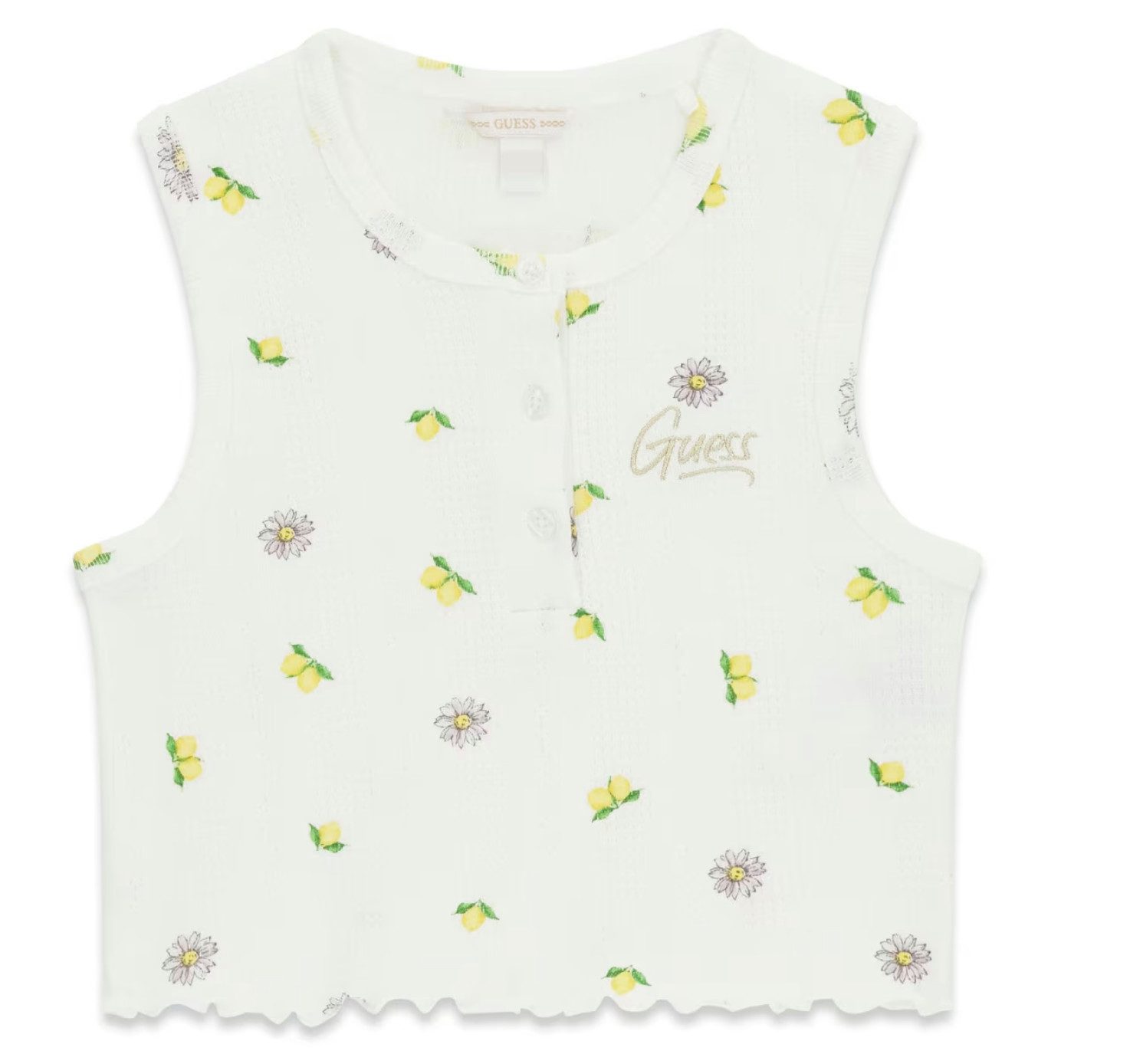 Crop-Top Guess Top für Mädchen mit Zitronen- und Blumenprint aus Baumwolle