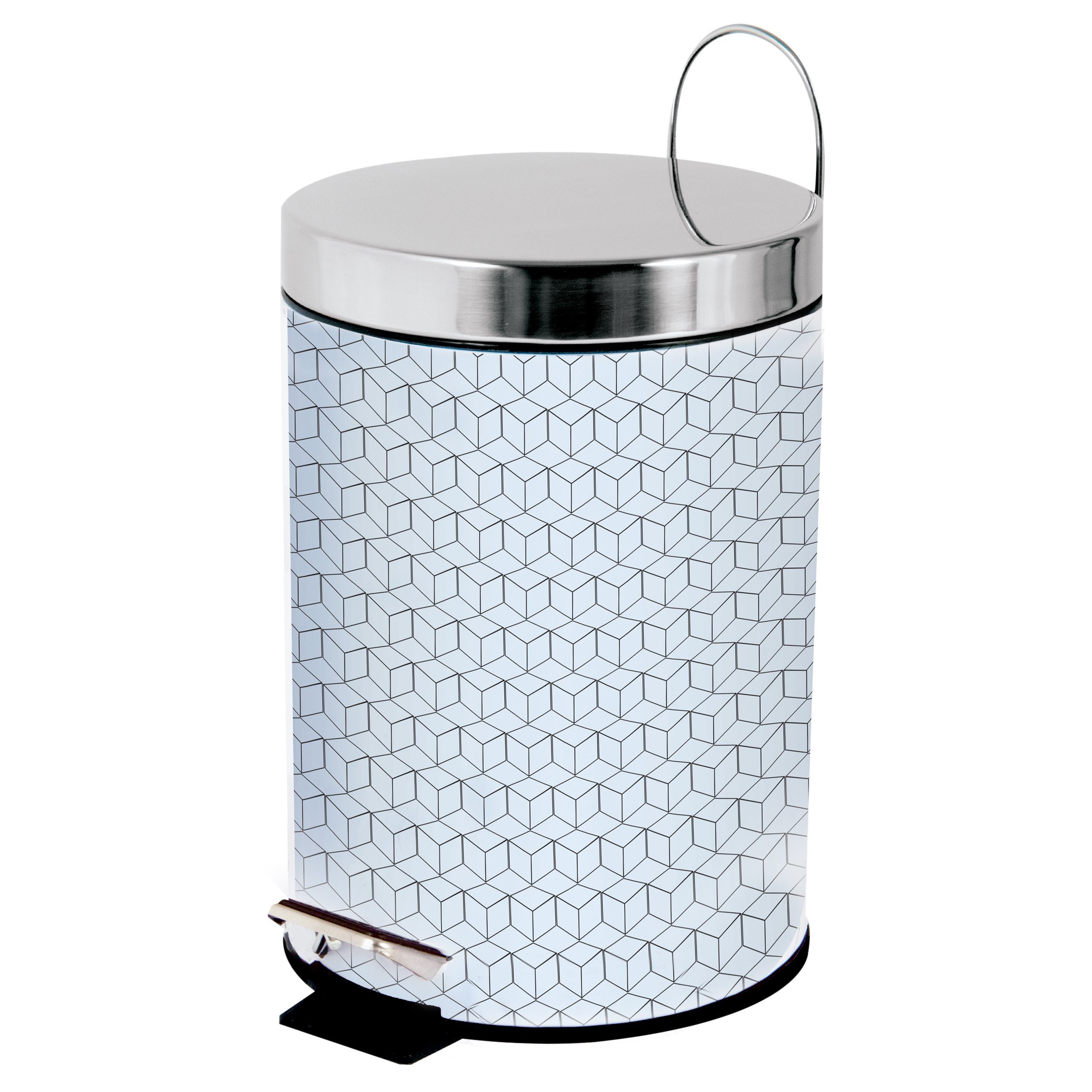 MSV Kosmetikeimer Motiv, Pedal-Treteimer, rostfreier Edelstahl, herausnehmbarer Inneneimer, exklusives Design "Mozaik", 3L