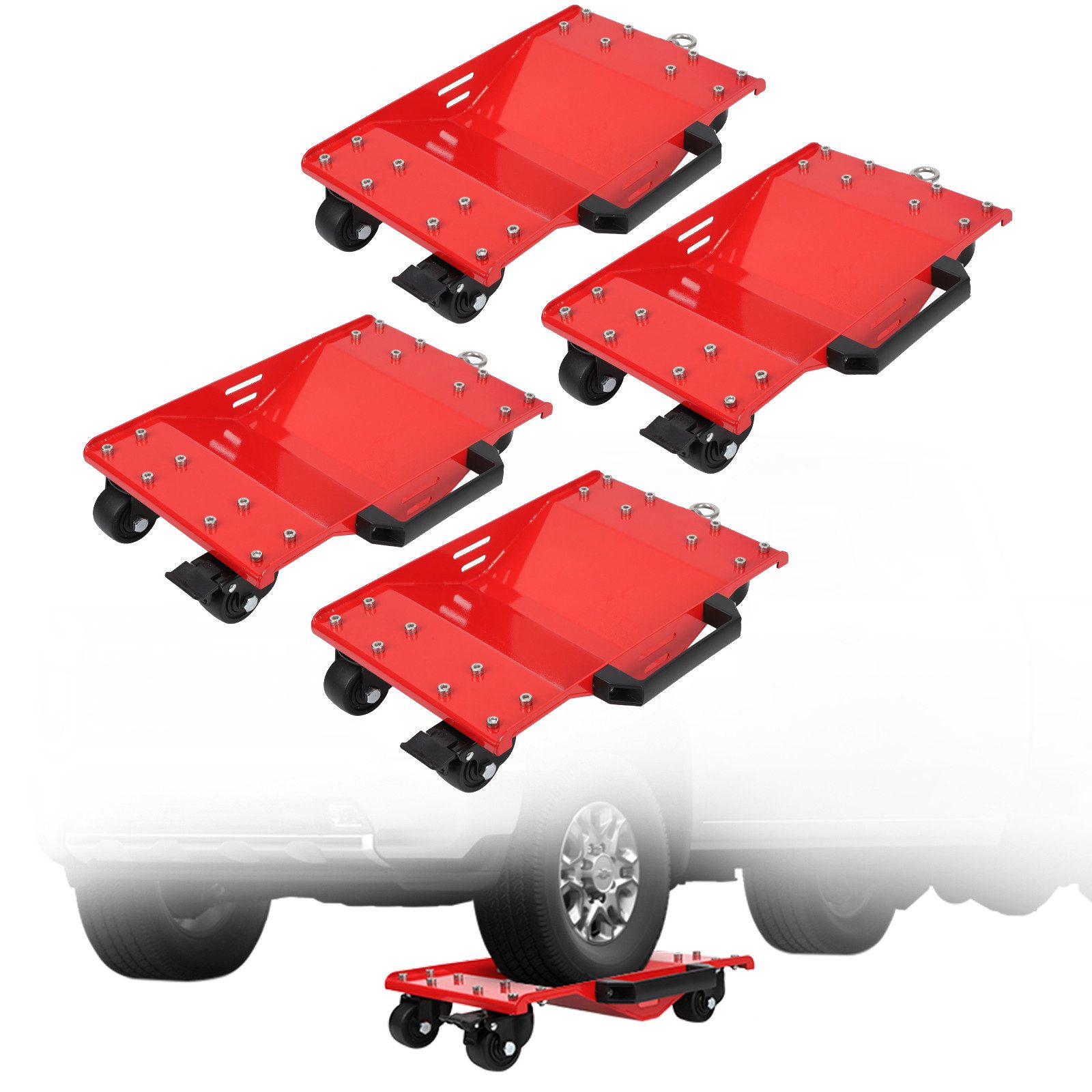 GarveeMore Hubwagen, (4 St), Auto Dolly Abschlepphaken 8000LBS Seitenleiste Griffe