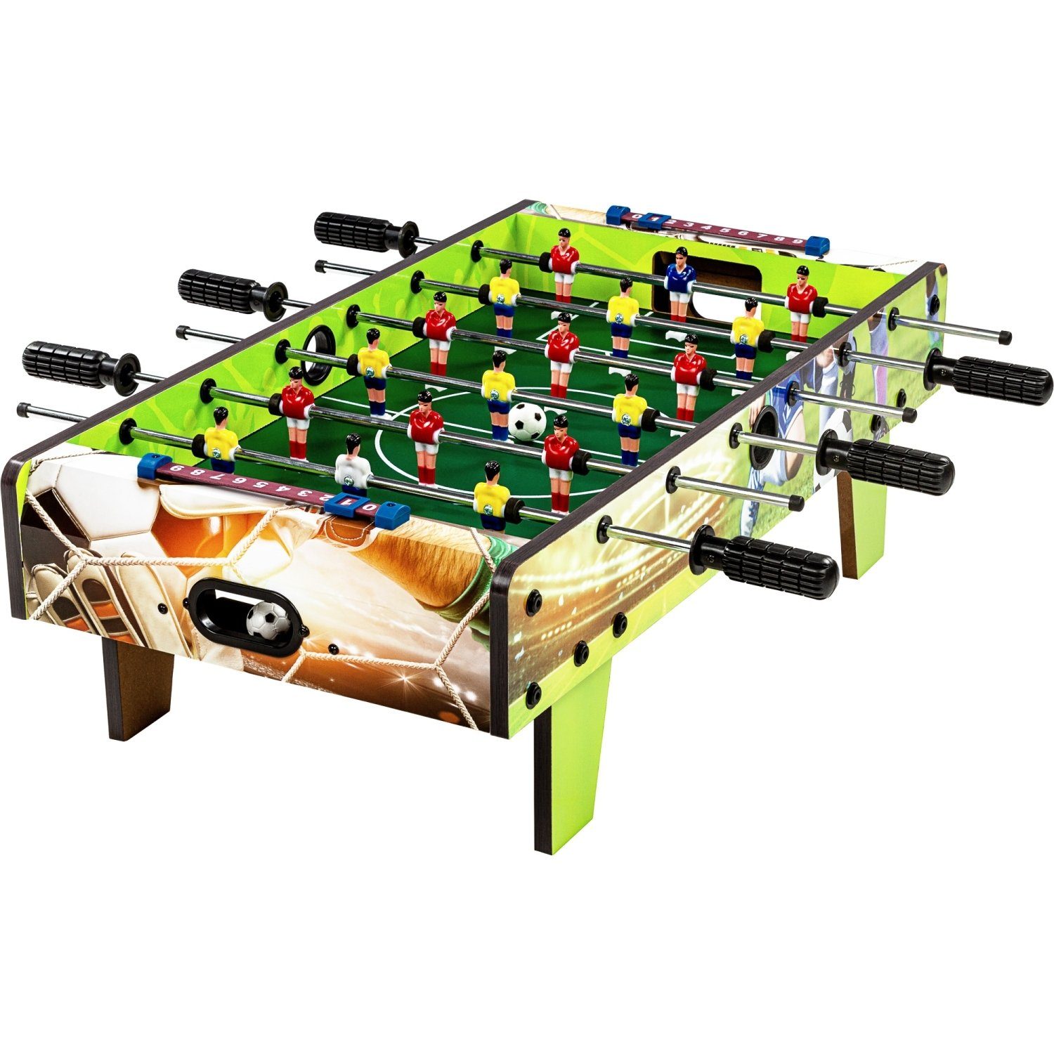 GAMES PLANET Mini-Tischkicker Mini Kicker Tischfußball „Chelsea“ Tischkicker, Maße: 70x37x25 cm, Gewicht: 4 kg, 4 Dekorvarianten