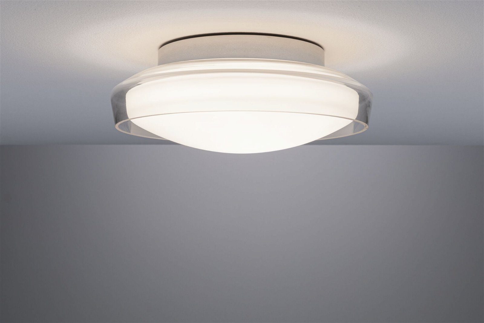 Paulmann LED Deckenleuchte Selection Bathroom Luena IP44, 3000K Chrom 230V Glas/Metall, LED fest integriert, Warmweiß