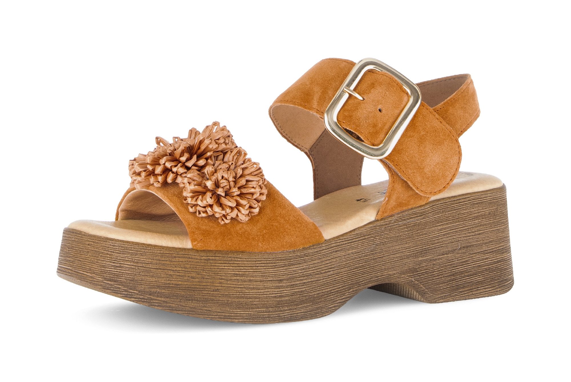 Gabor Sandalette, Sommmerschuh mit Plateau und Absatz in Holzoptik