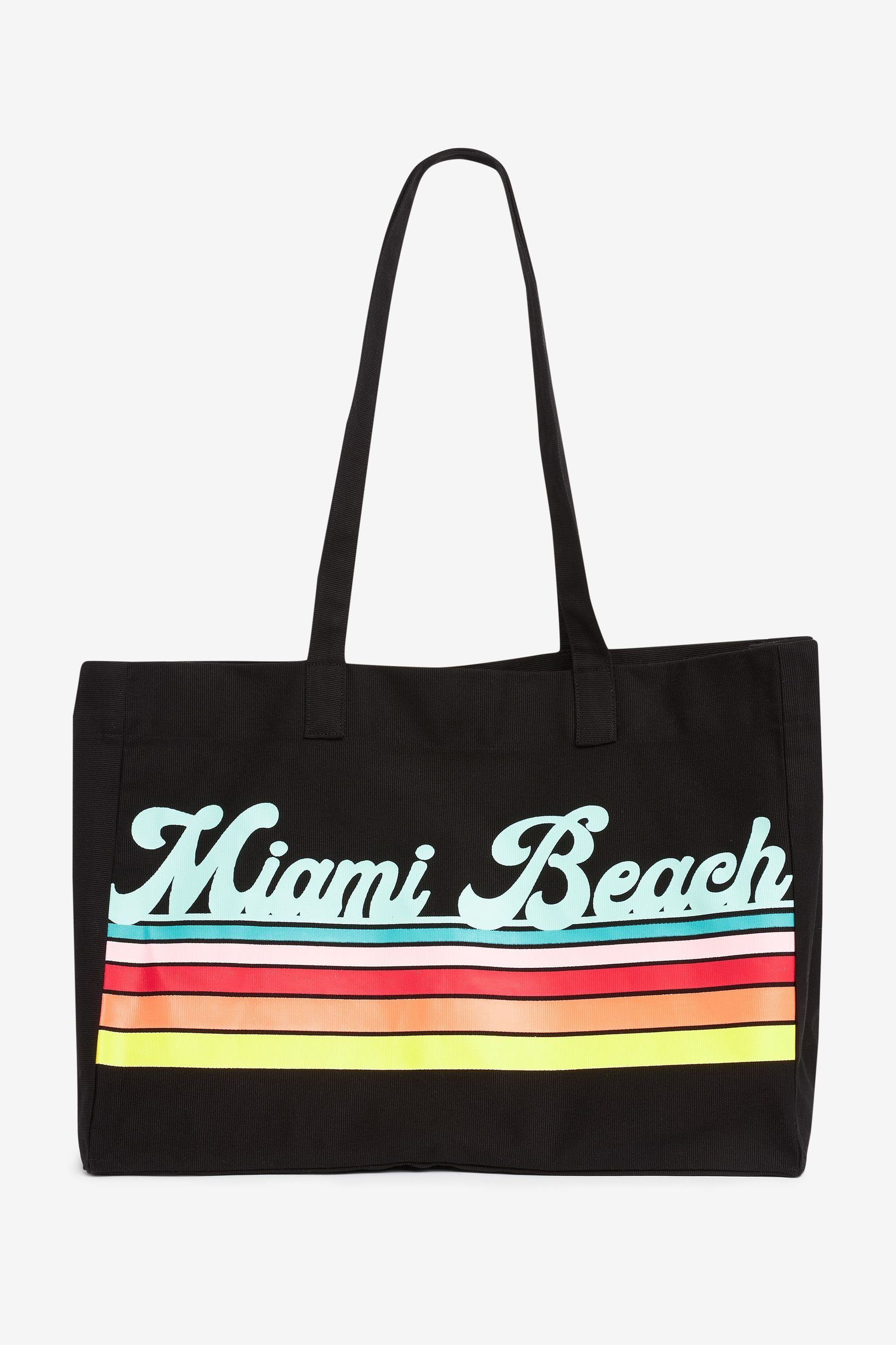 Damen Shopper Next Shopper Shopper-Tasche mit Schriftzug „Miami Beach