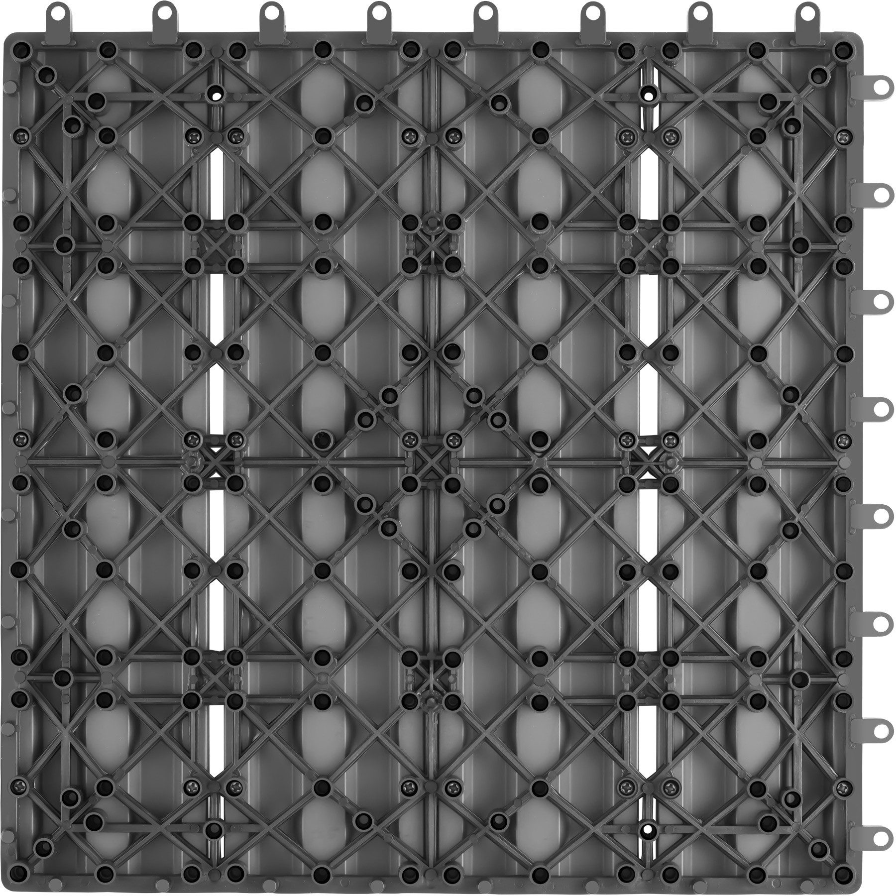 tectake Terrassendielen Terrassenfliesen 11er Set im Klicksystem, 31 x 31 x 2,2 cm, 1,0571 m², BxL: je 31,00x31,00 cm, (Terrassenplatten Außenbereich Tegulas, 11-St., in grau), robustes WPC in Holzoptik, mit Drainage, wetterfest