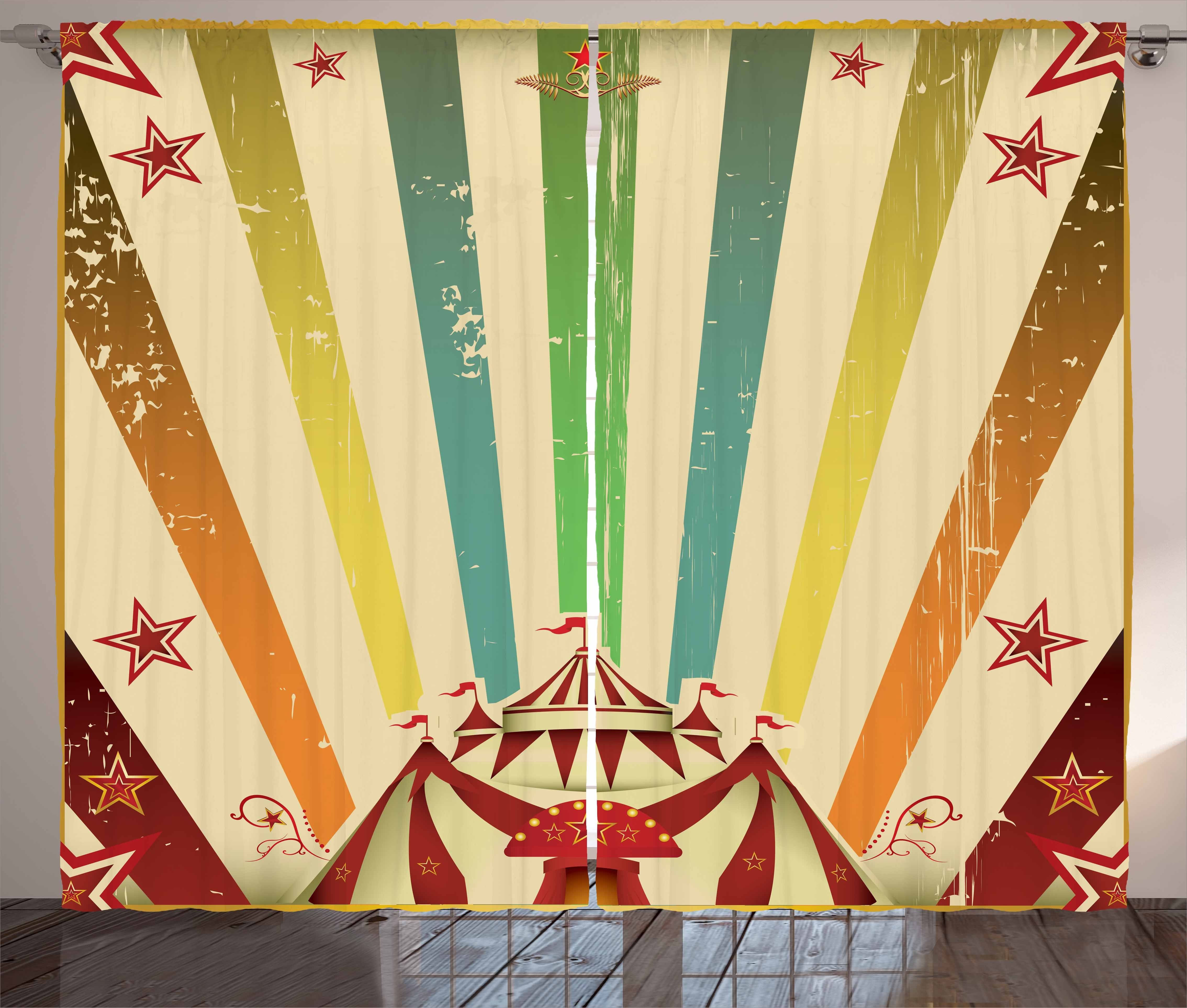 Gardine Schlafzimmer Kräuselband Vorhang mit Schlaufen und Haken, Abakuhaus, Jahrgang Rainbow Old Circus Messe