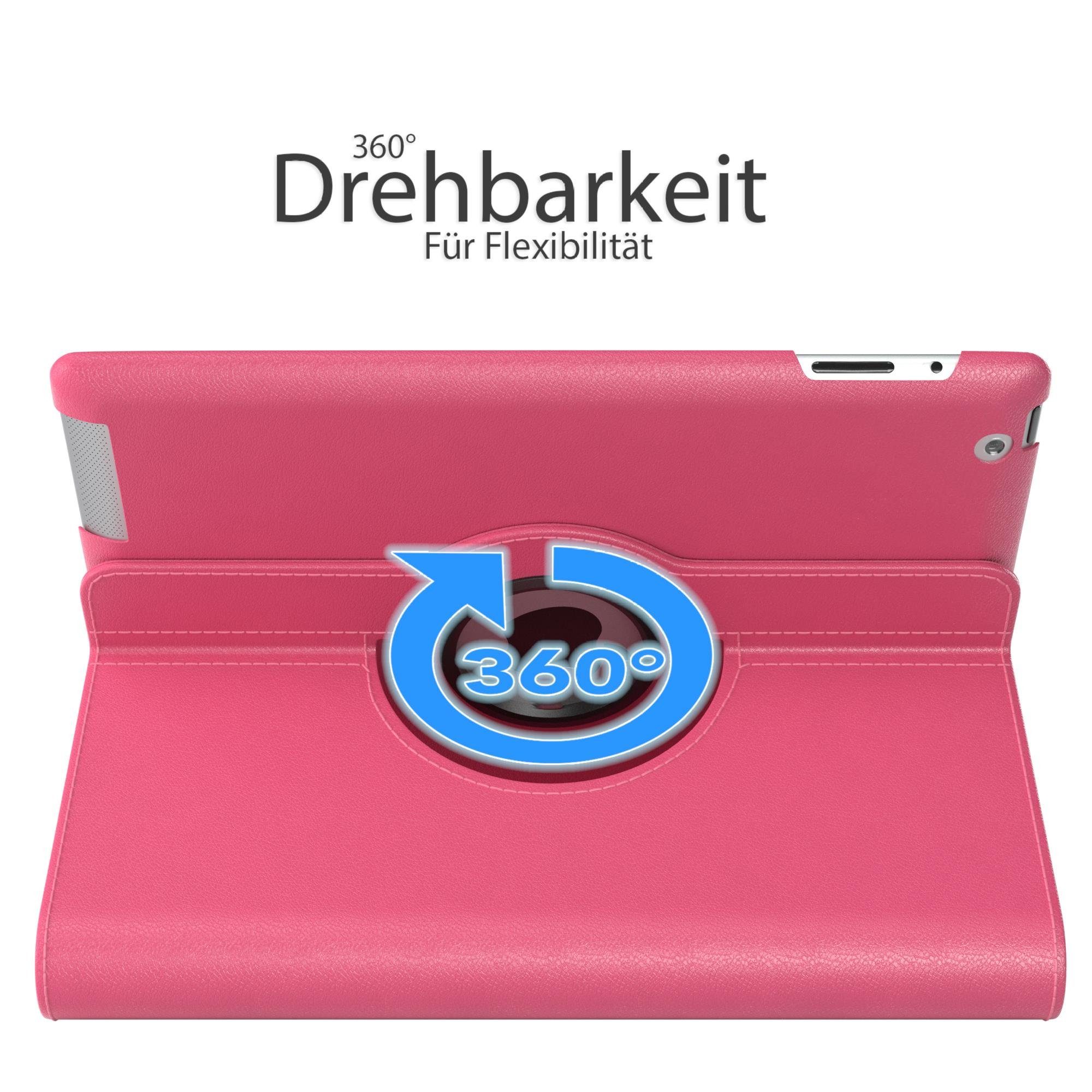 EAZY CASE Tablet-Hülle Rotation Case für Apple iPad 2. / 3. / 4. Gen. 9,7 Zoll, Klapphülle zum Aufstellen Rundum Hülle Book Tablet Slim Klappcase Pink