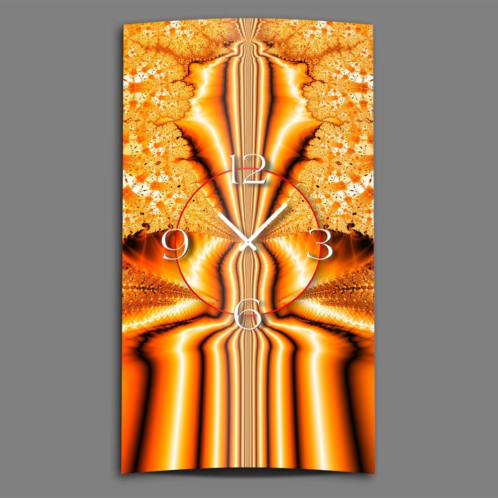 dixtime Wanduhr Design 3D-Optik 4mm Wanduhr aus (Einzigartige leise Alu-Dibond) modernes Designer Wanduhren orange Psychedelic