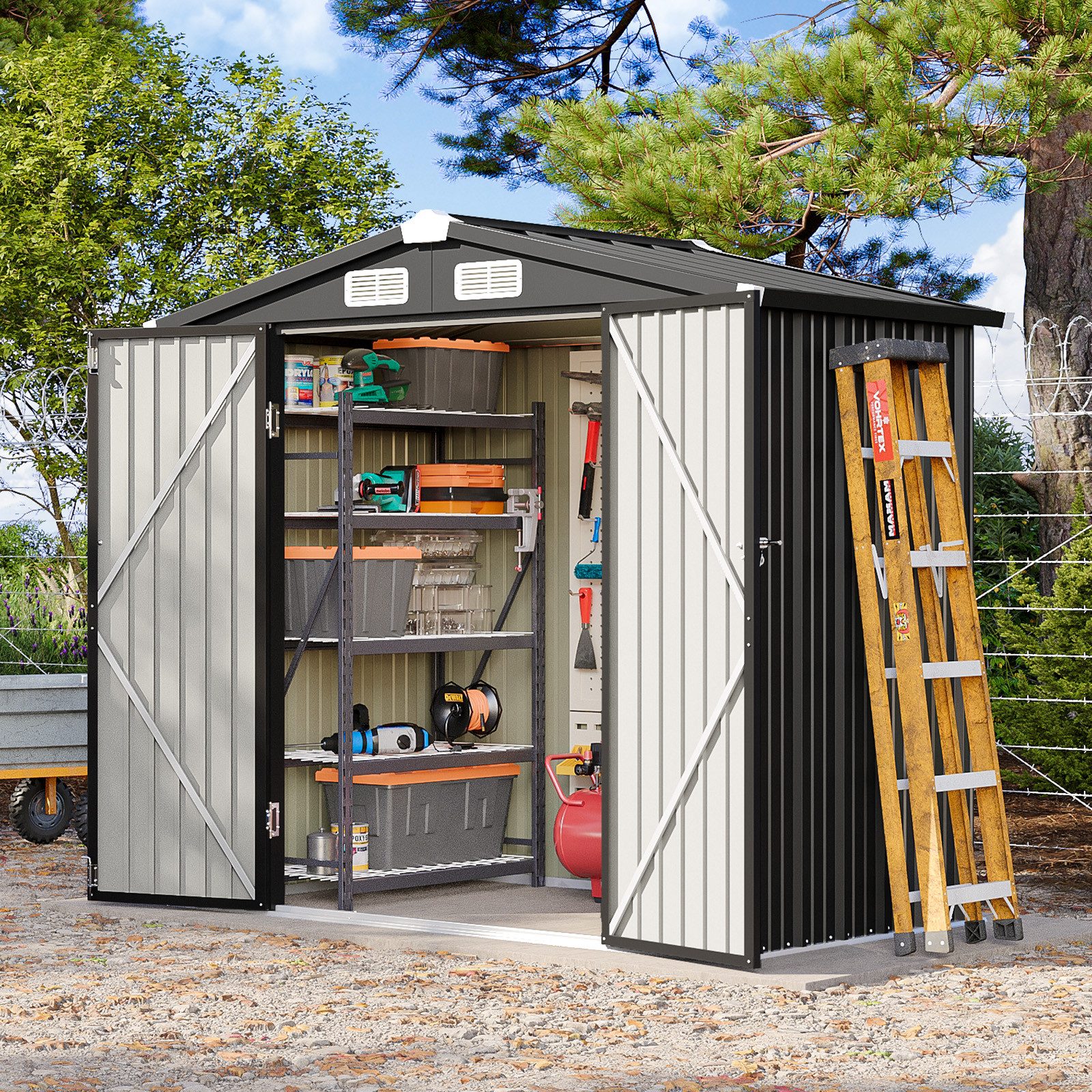 AOXUN Gerätehaus für Garten & Rad, 2,52 m² mit abschließbarer Tür und Schrägdach, BxT: 200x126 cm, (1 St), 200x126x188cm, für Pool und Terrasse