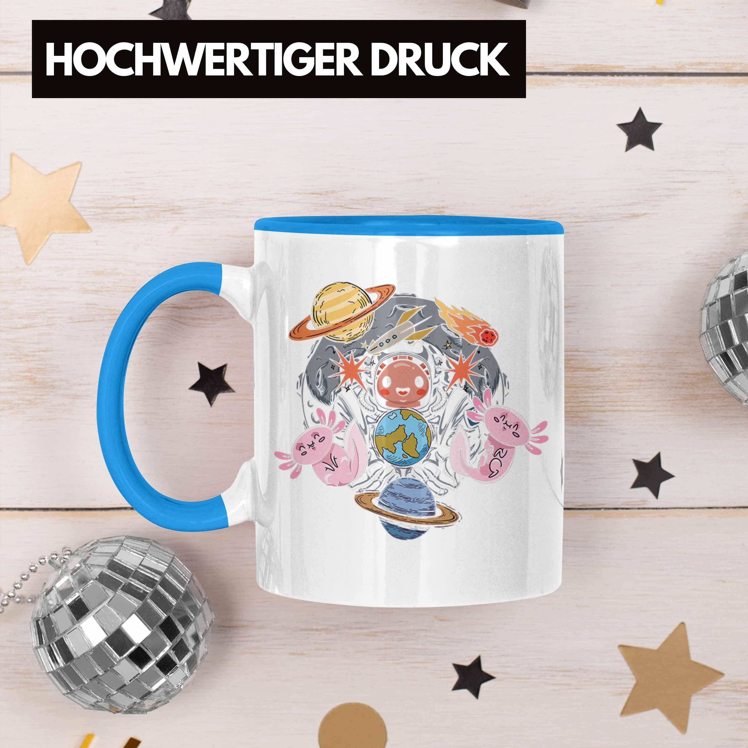 Coole Geschenkidee Axolotl Grafik Geschenk Trendation Blau Tasse Lustig - Tasse Tiere Schwanzlurch Trendation