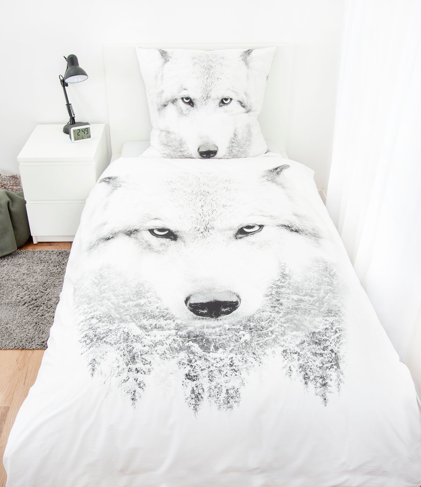 Herding Kinderbettwäsche Bettwäsche Set mit Wolf 135 x 200 cm 80 x 80 cm 100% Baumwolle, 2 teilig, Langlebig