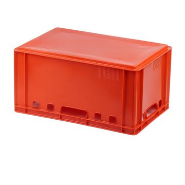 Logiplast Transportbehälter 8 Stück E3-Kasten rot mit einem Transportroller rot, (Spar-Set), stapelbar, widerstandsfähig, robust, langlebig