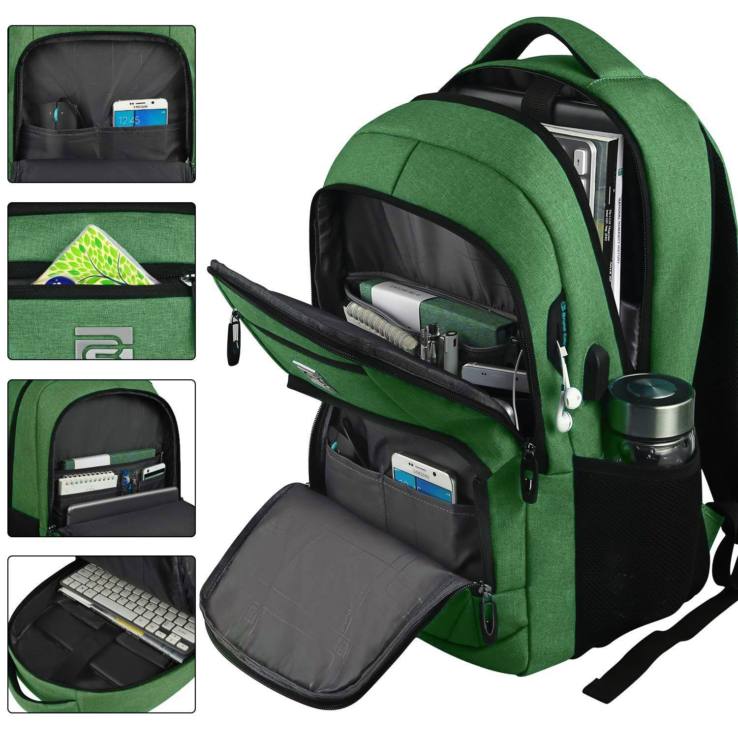 OKWISH Laptoprucksack Laptop Rucksäcke Schulrucksack Wasserbeständig Laptoptasche (Uni Tasche Businessrucksack Sportrucksack, Backpack mit Laptopfach, Anti-Diebstahl, mit USB-Anschluss), Herren Damen Jungen Teenager Arbeit Business Freizeit Reisen