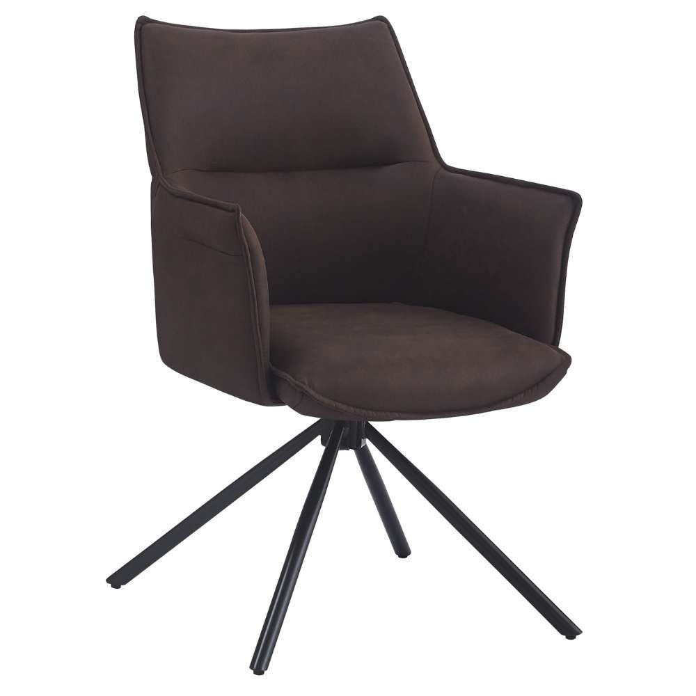 Stuhl Drehbarer Design Stuhl AURELIA vintage-braun Mikrofaser 360°