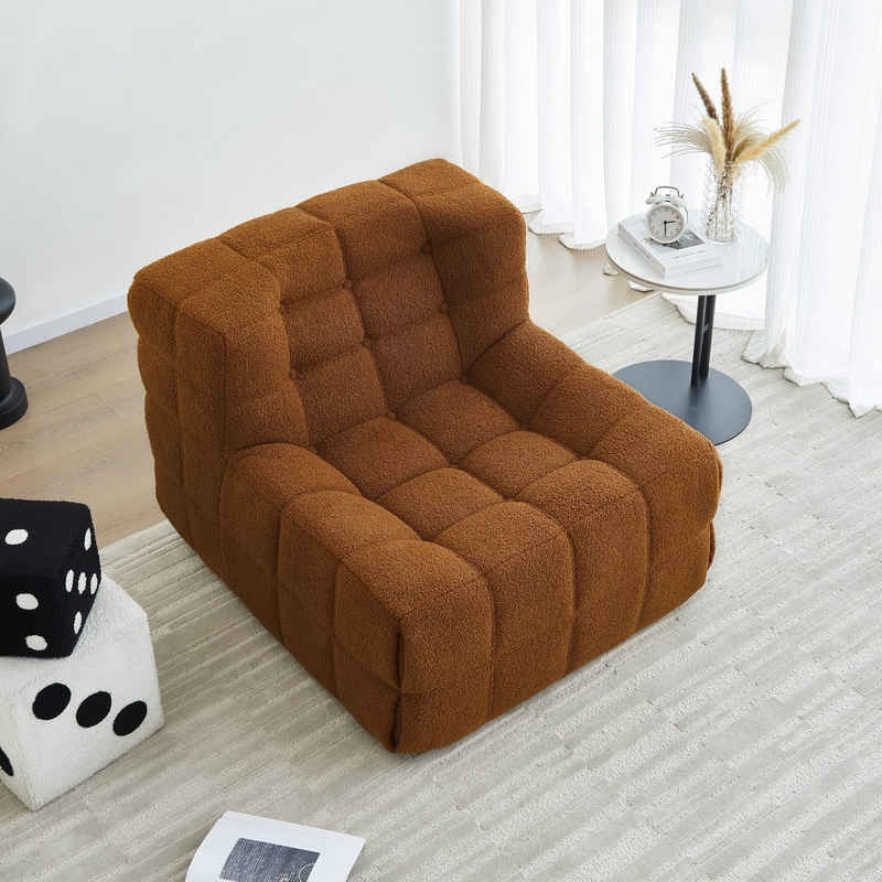 HAUSS SPLOE Sitzsack 85*97*74cm mit hoher Rückenlehne Couchsessel aus Schaums, Orange