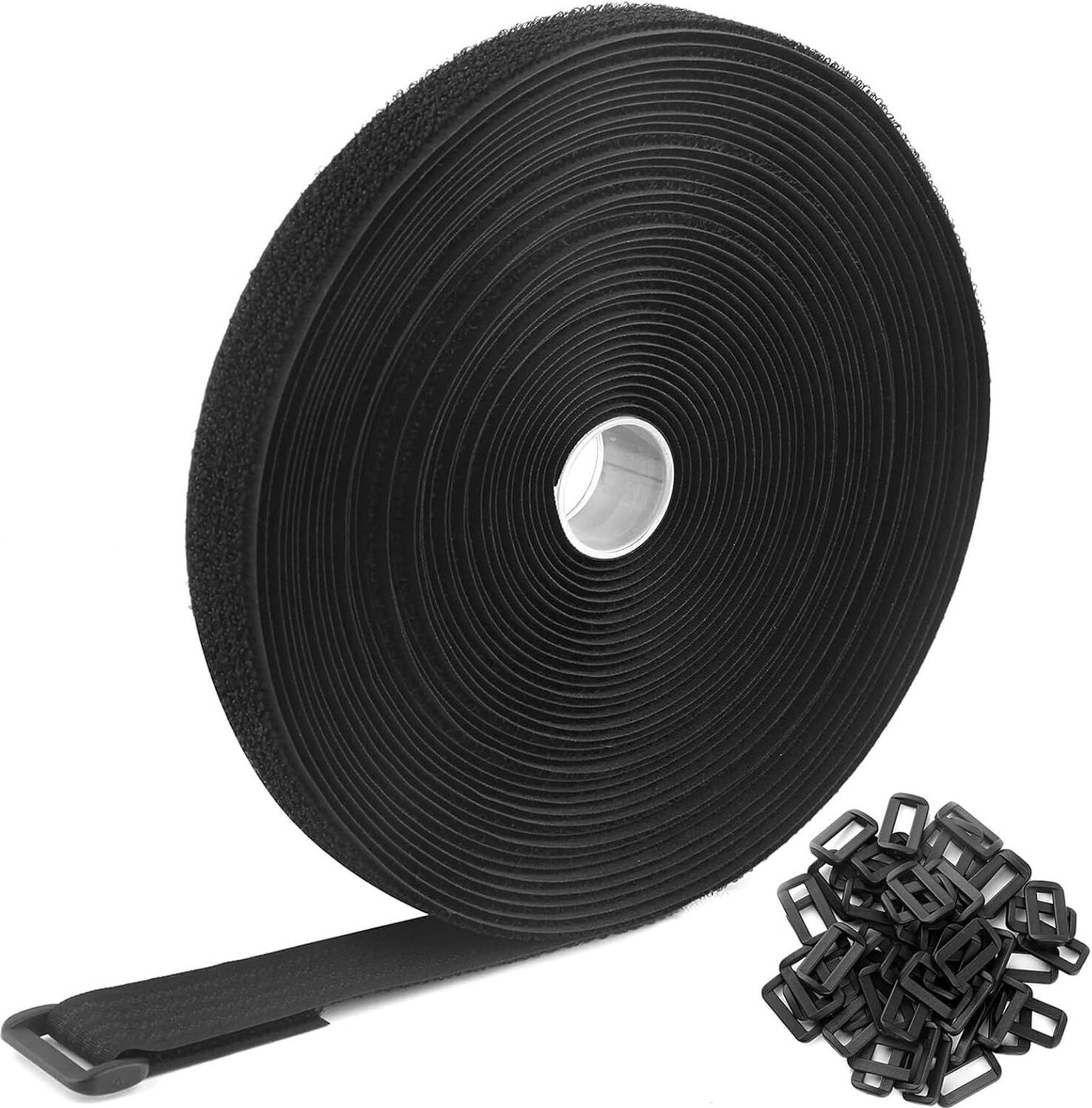 FELIXLEO Klettband Klettband 20mm 10m Kabelbinder mit Schnallen Schwarz, (1-St)