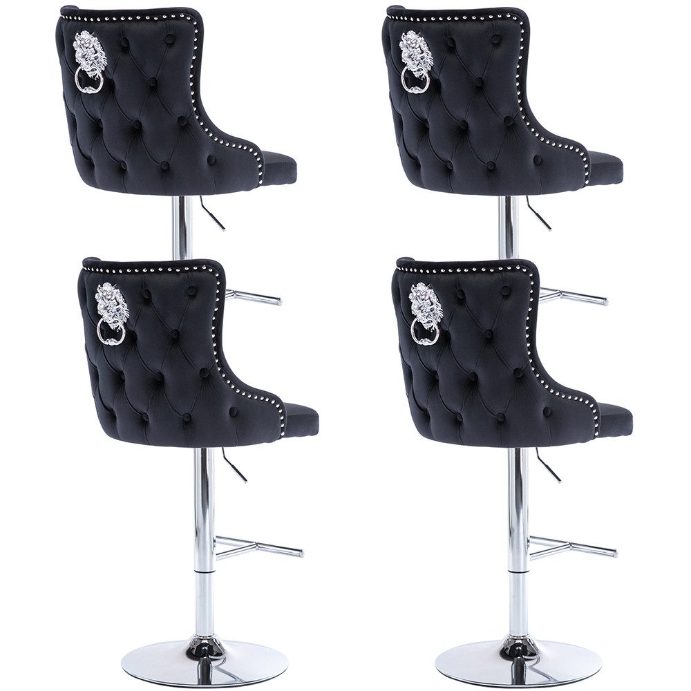 Barhocker höhenverstellbar Barstuhl aus Samt mit Löwenkopf 4er Set