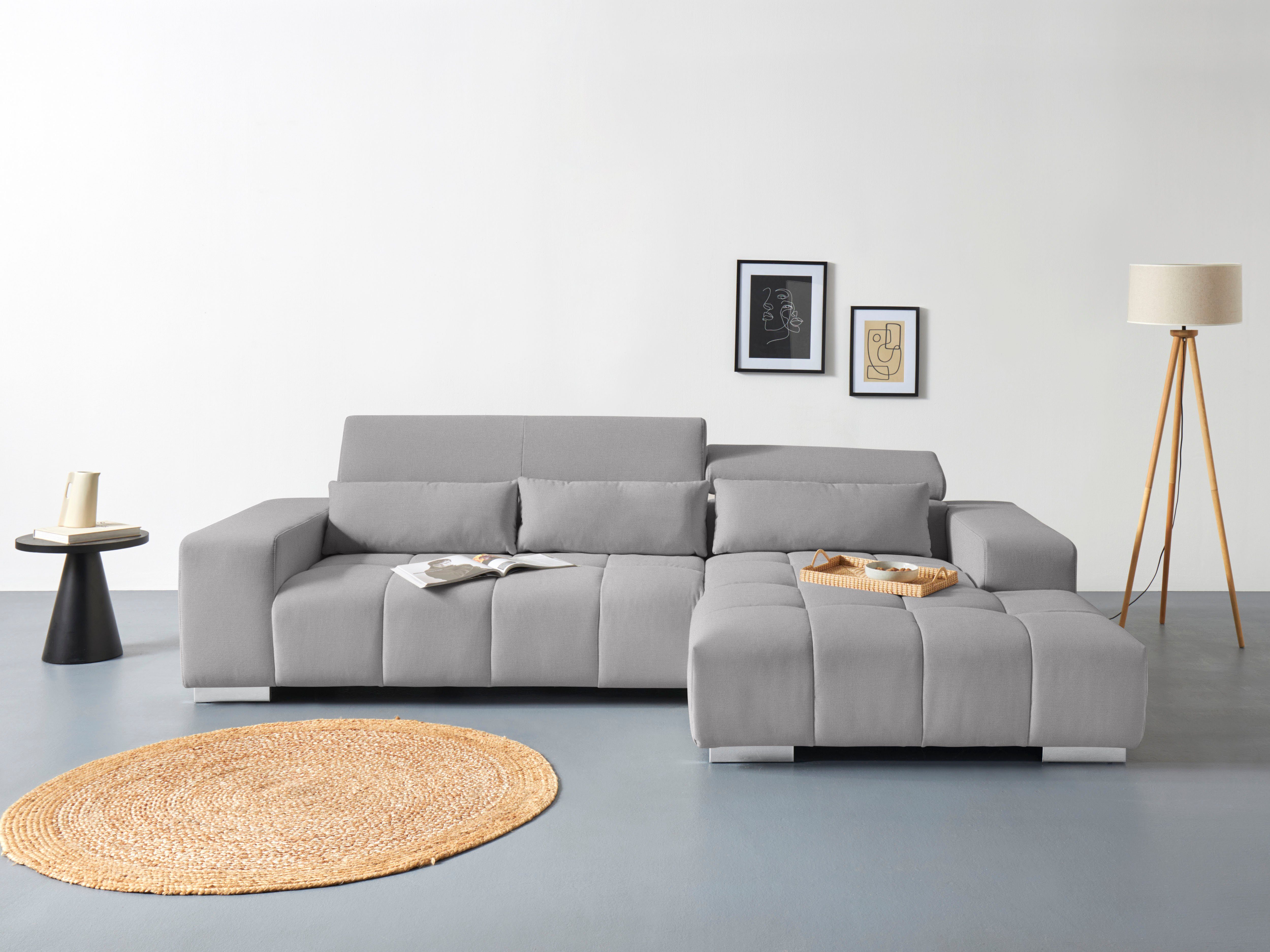 COTTA Ecksofa "Orion L-Form", mit Kopfteilverstellung & 3 Nierenkissen günstig online kaufen