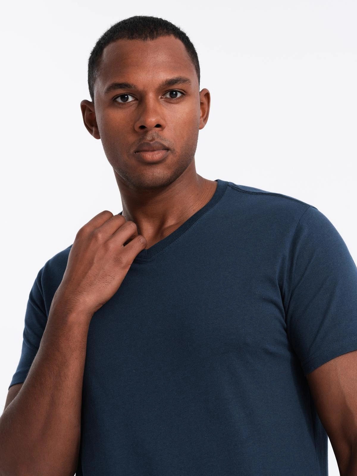 OMBRE T-Shirt 3er Set T-Shirt mit V-Ausschnitt aus Baumwolle