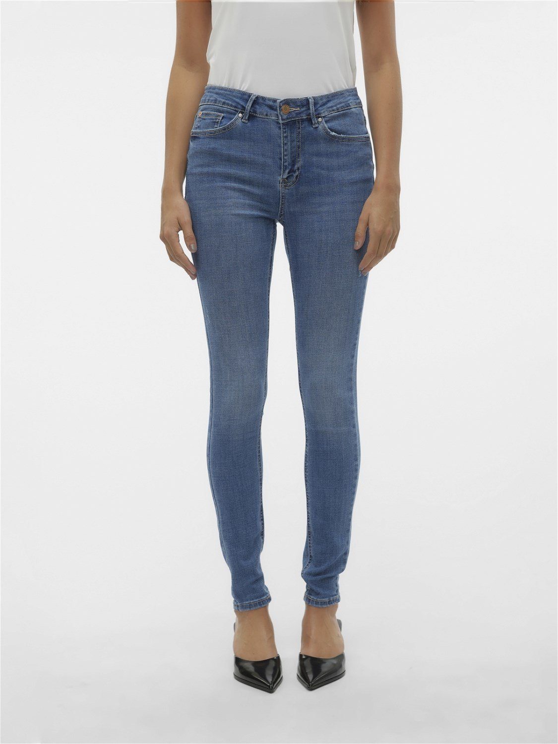 Vero Moda Skinny-fit-Jeans Vero Moda Damen Skinny-Fit Jeans-Hose - VmFlash Hose Stonewashed