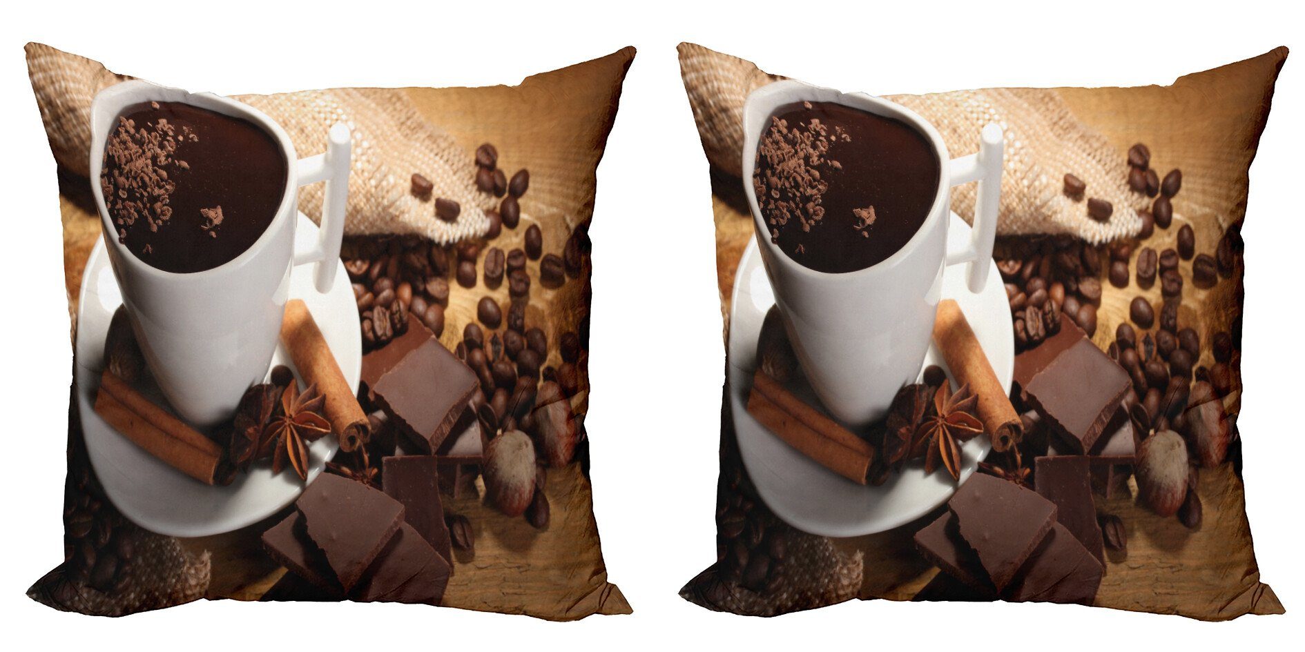 Kissenbezüge Modern Accent Doppelseitiger Digitaldruck, Abakuhaus (2 Stück), Schokolade Tasse heiße Schokolade Nüsse