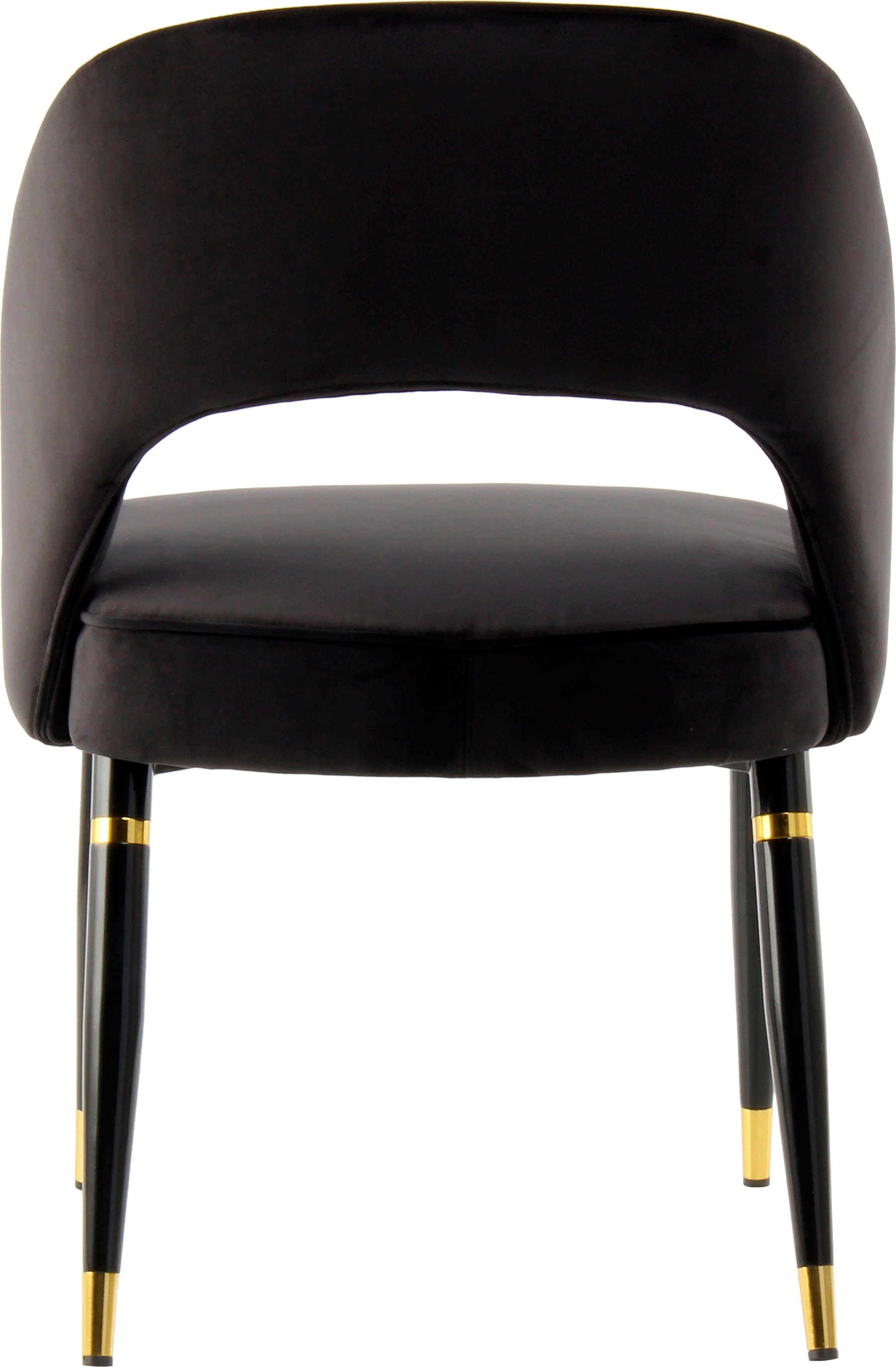 schwarz Kayoom (2 Stuhl modern | schwarz/gold Courtney Bezug, Polsterstuhl 525 St), samtweicher